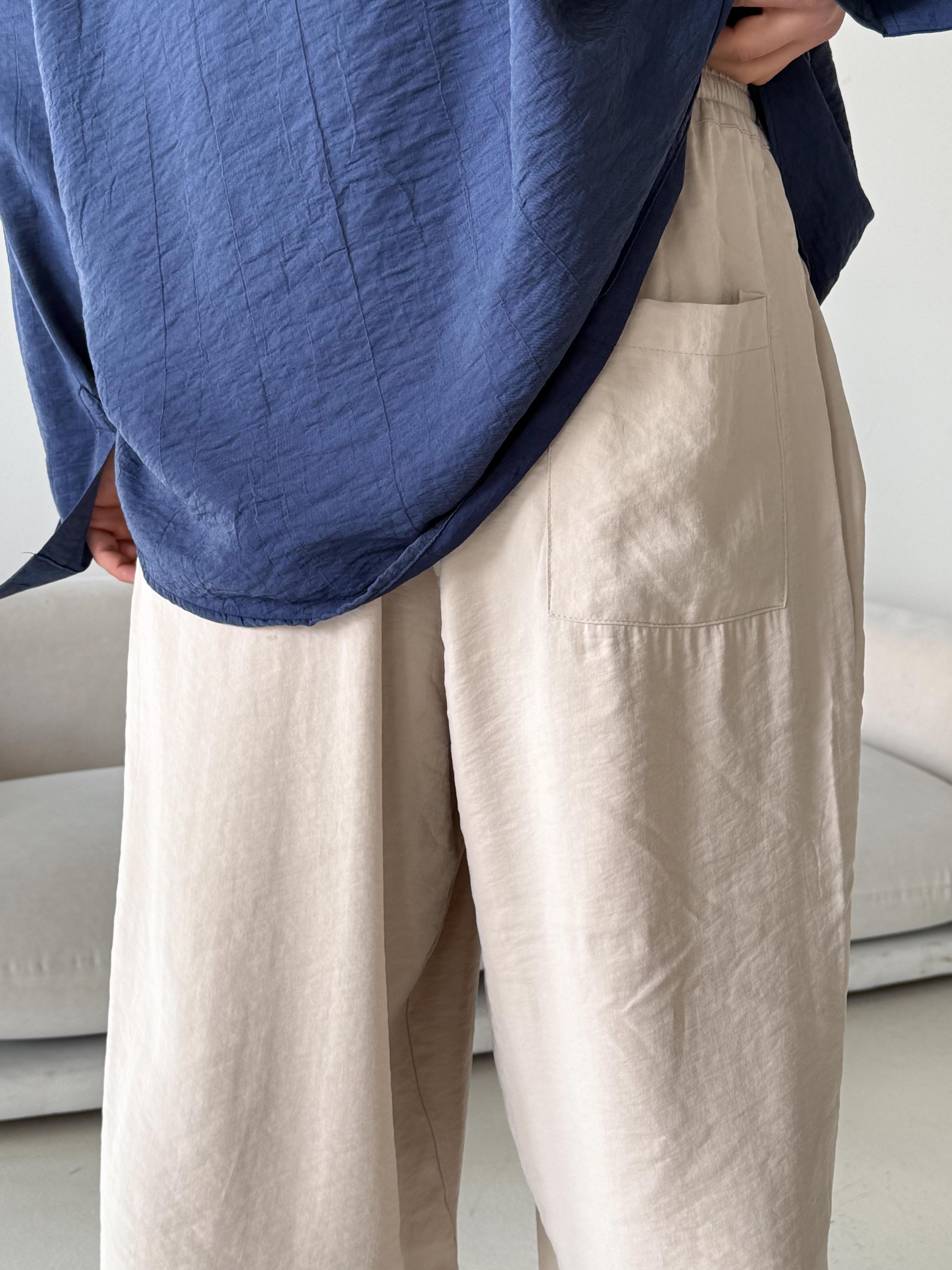 Bej Modal Yarım Lastikli Baggy Pantalon PNC 4066