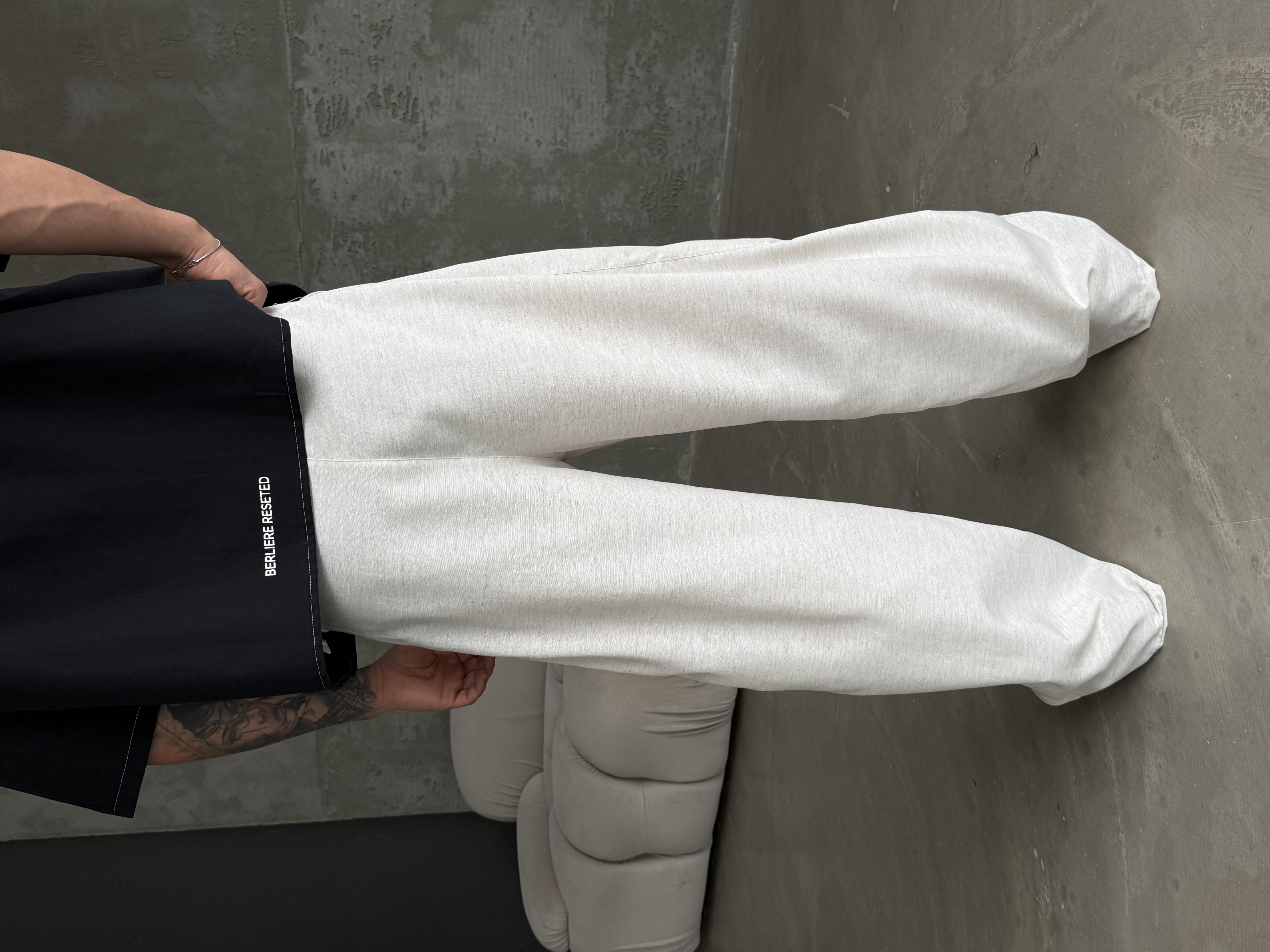 Bej Yumuşak Ham Keten Super Baggy Pantalon 40229 BRR