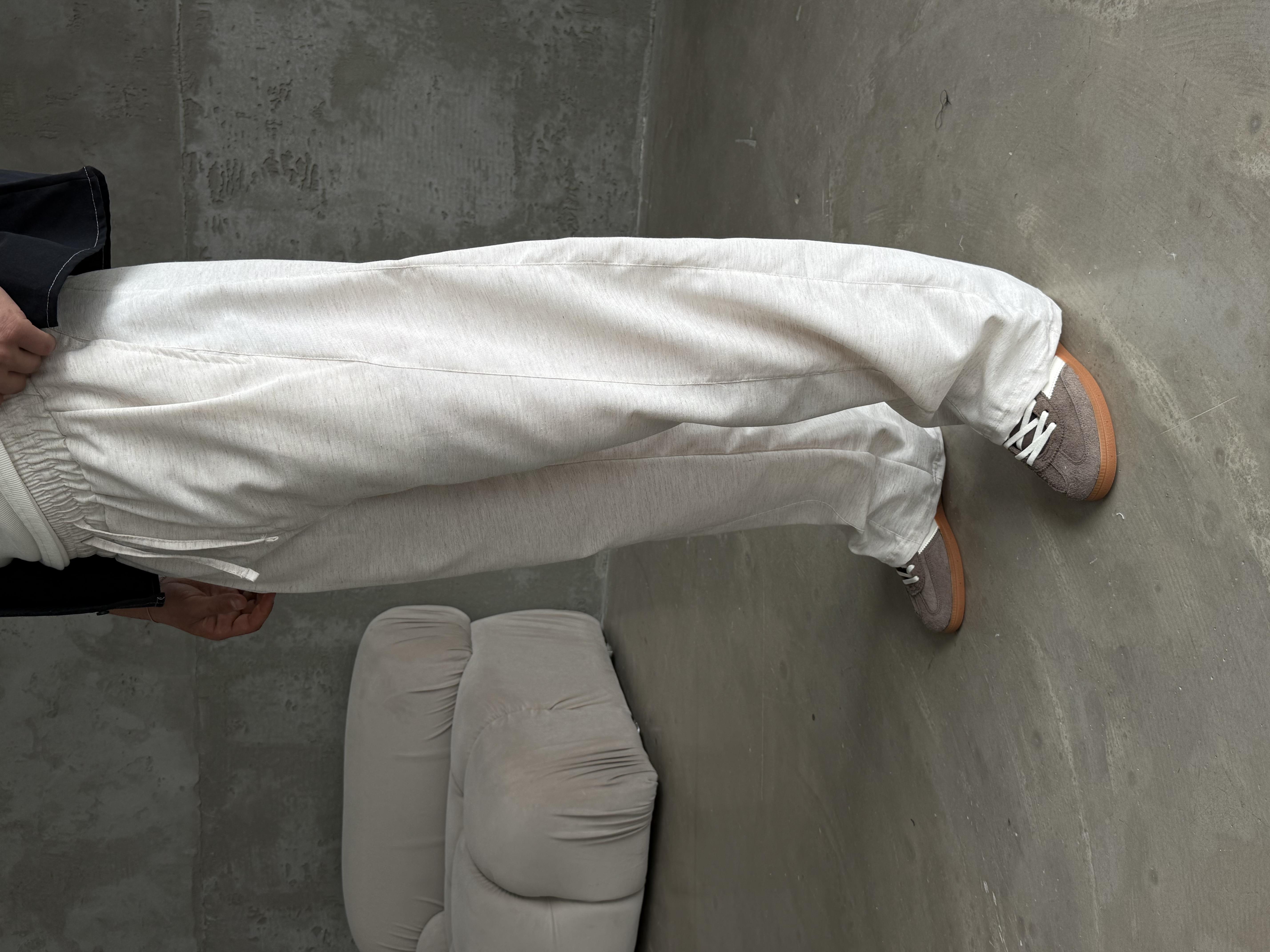Bej Yumuşak Ham Keten Super Baggy Pantalon 40229 BRR