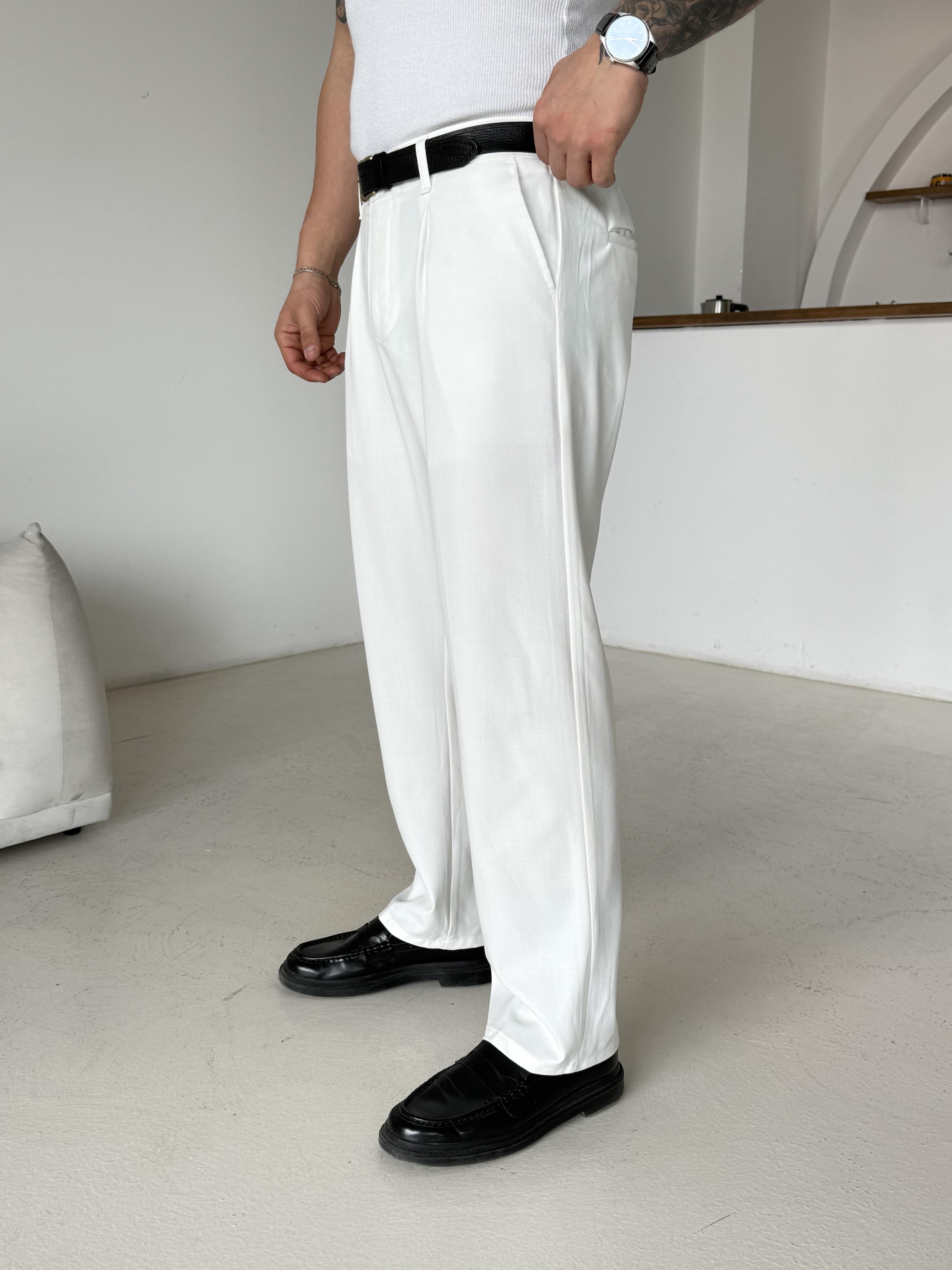 Ekru Lastikli Baggy Kumaş Pantalon SC