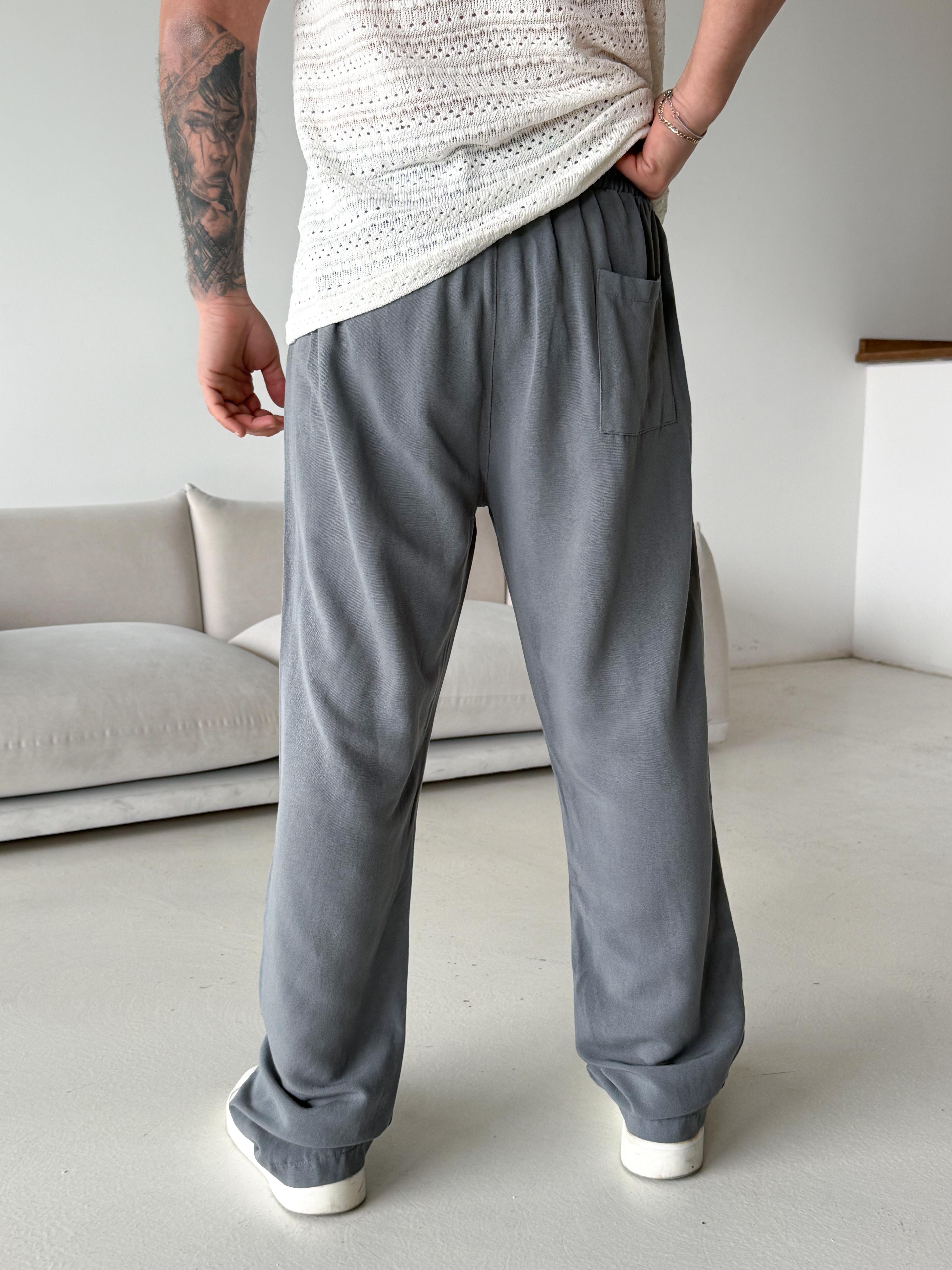 Füme Ham Keten Bol Bağcıklı Pantalon LNS 23115