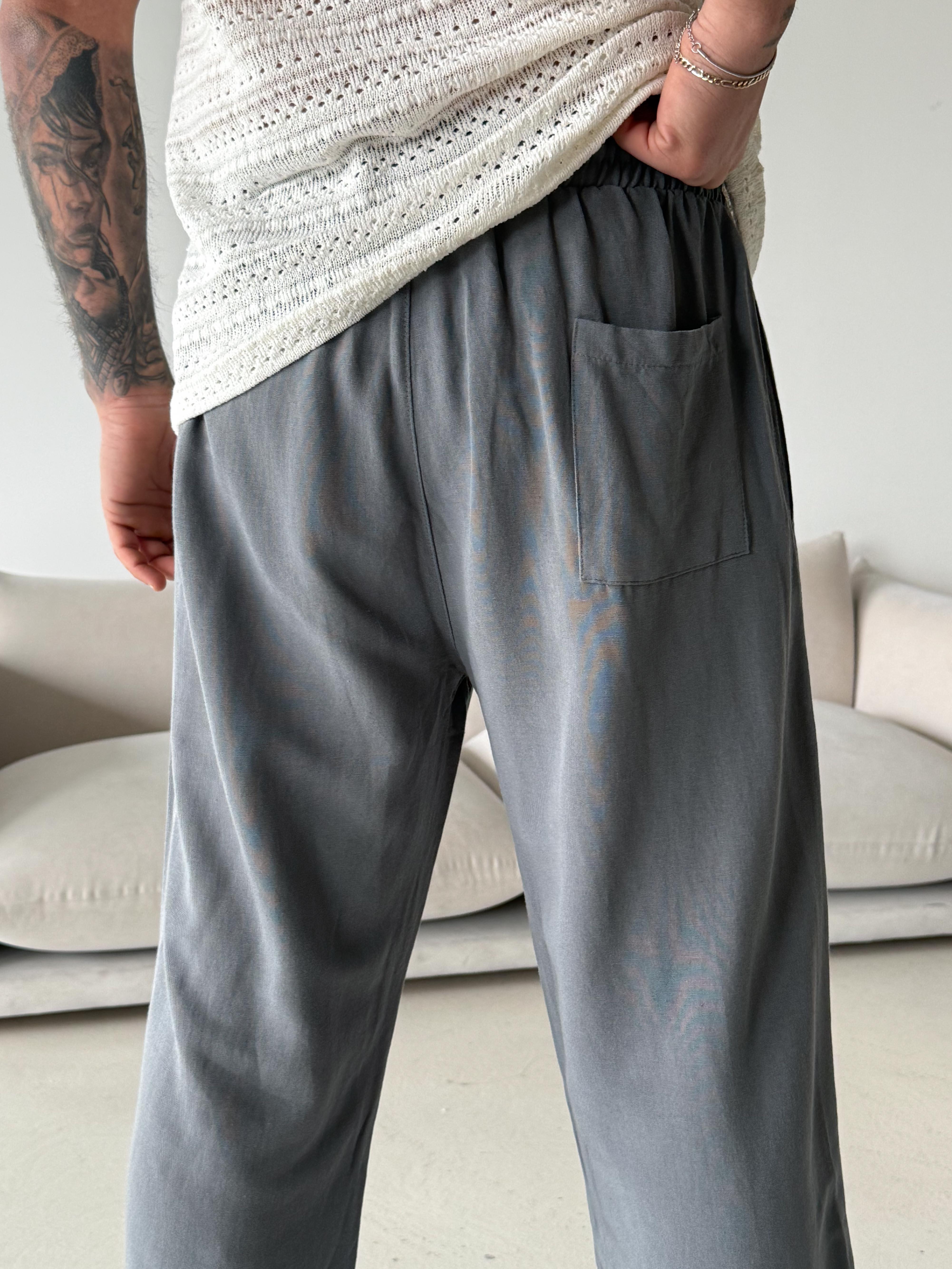 Füme Ham Keten Bol Bağcıklı Pantalon LNS 23115