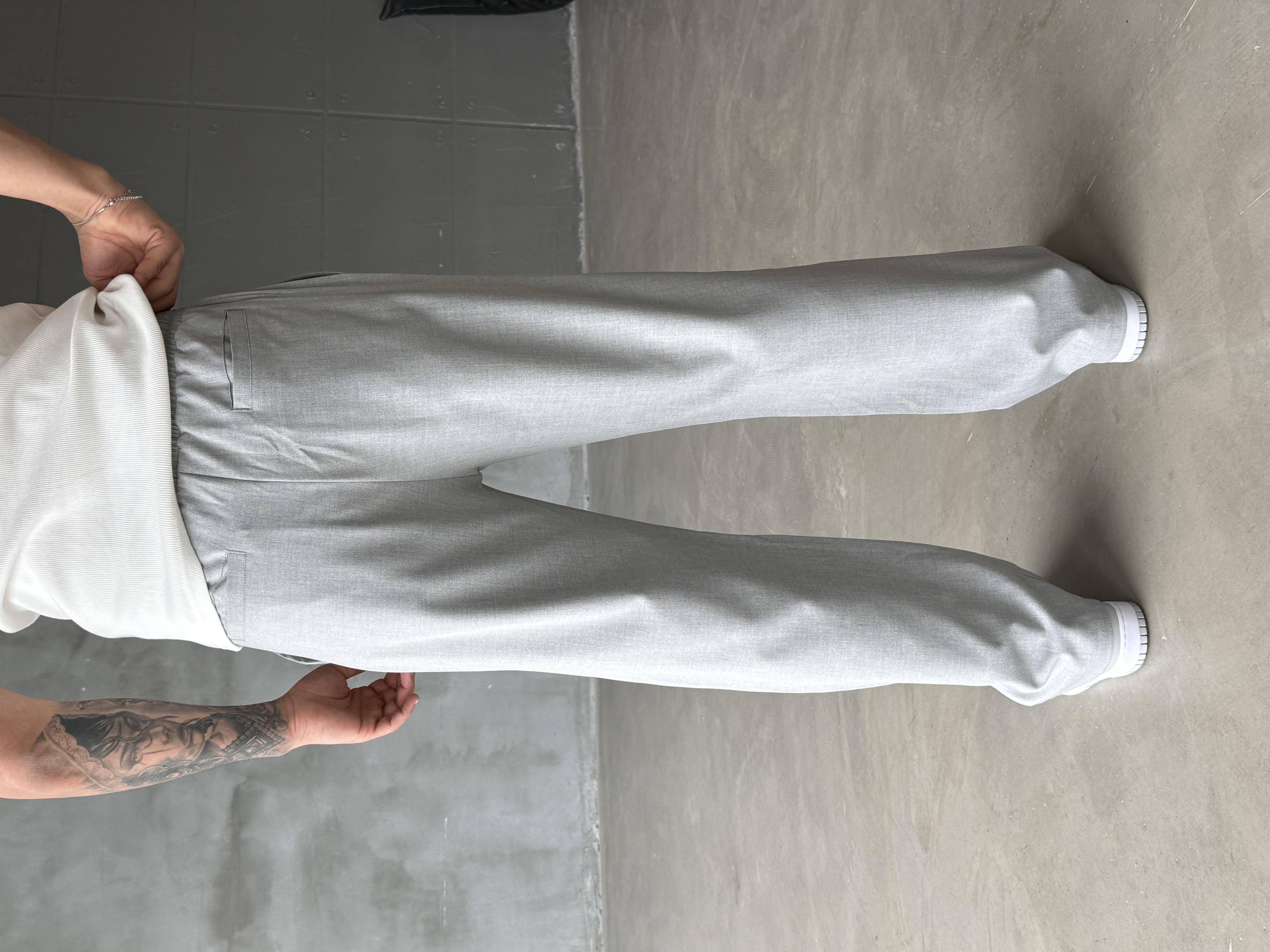 Gri Bol Basic Bağcıklı Kumaş Pantalon SC