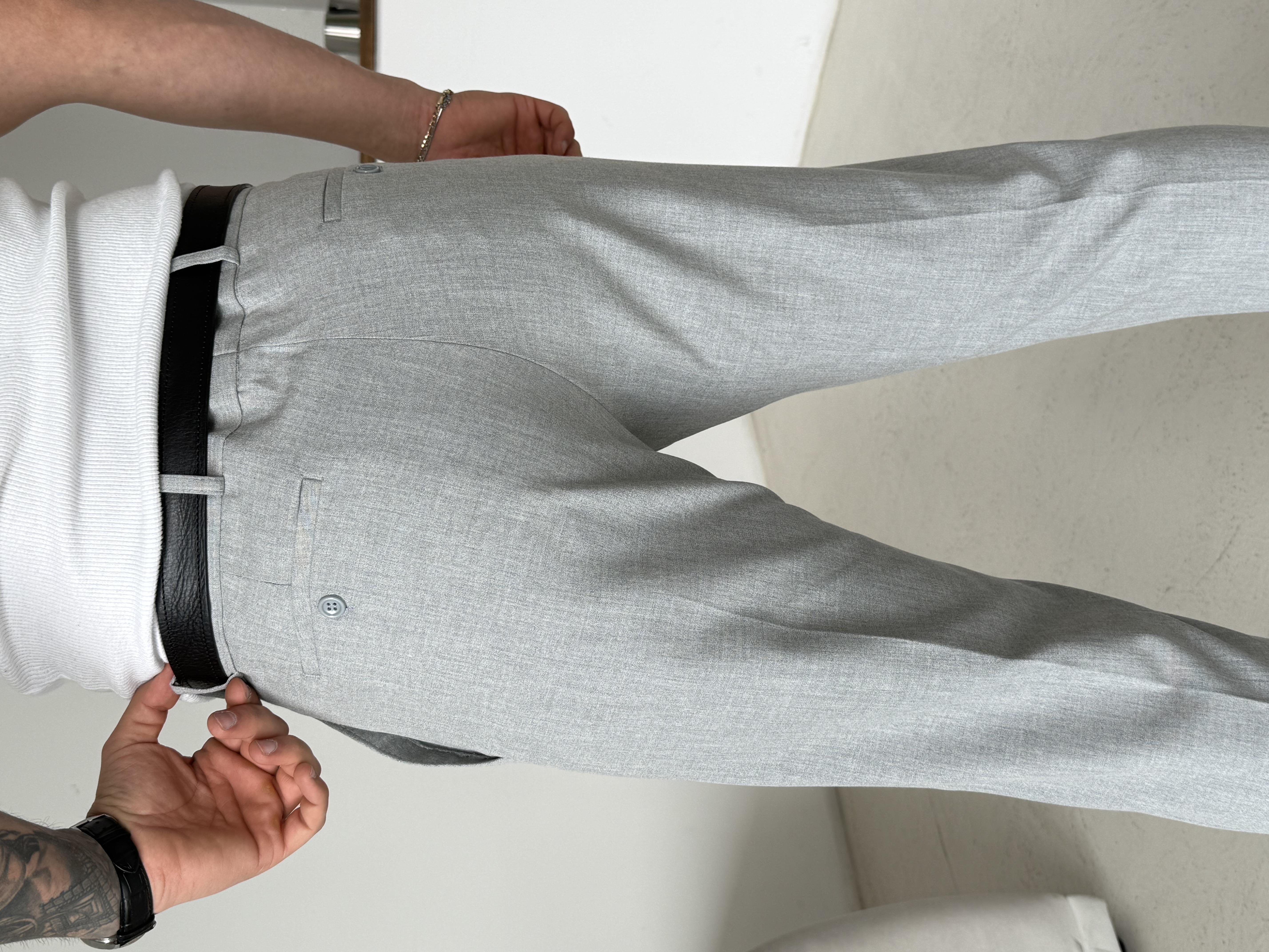 Gri Dilli Slim Fit Kumaş Pantalon SC