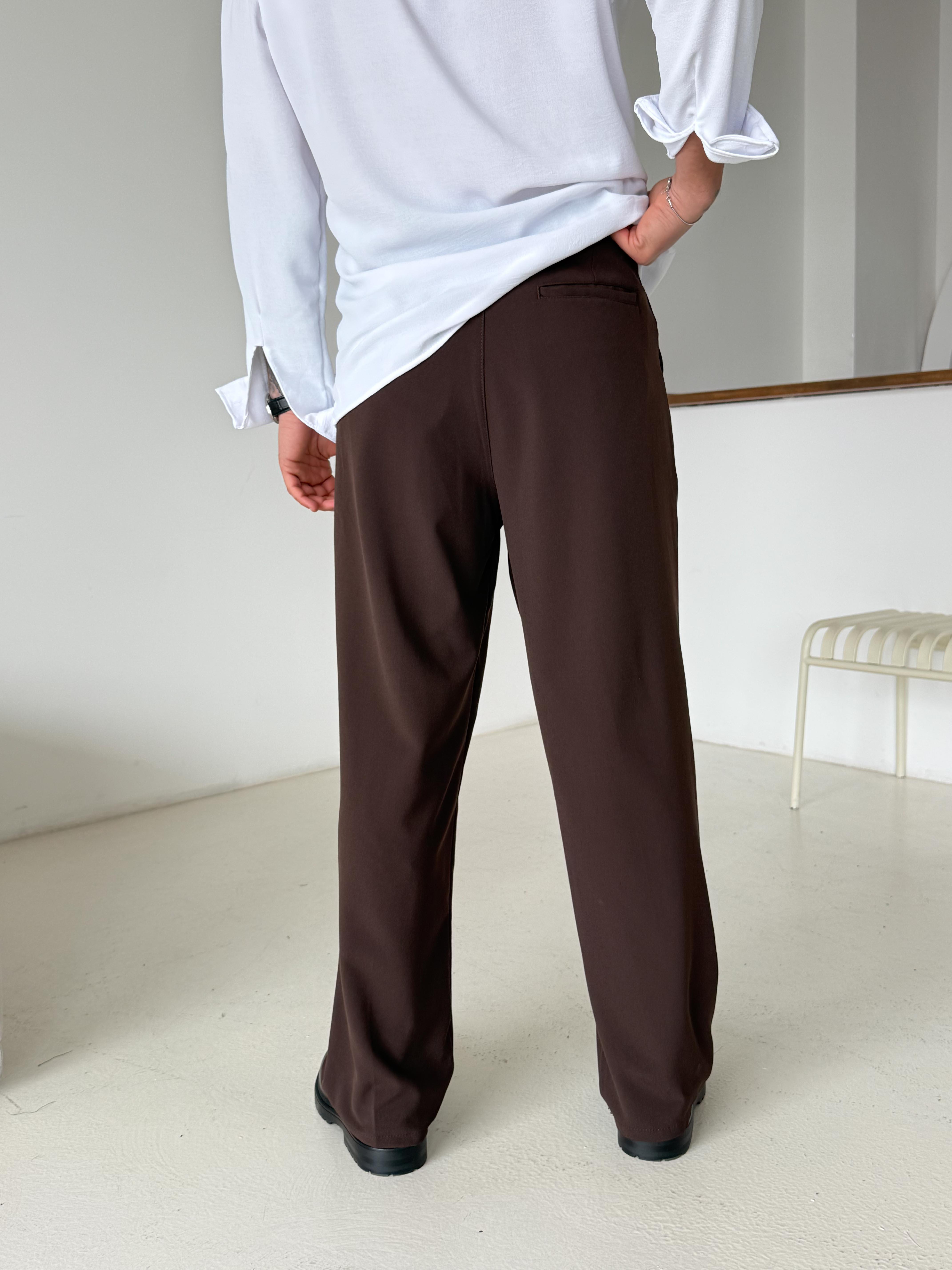 Kahve Baggy Bezayağı Kumaş Pantalon SNZ N1135