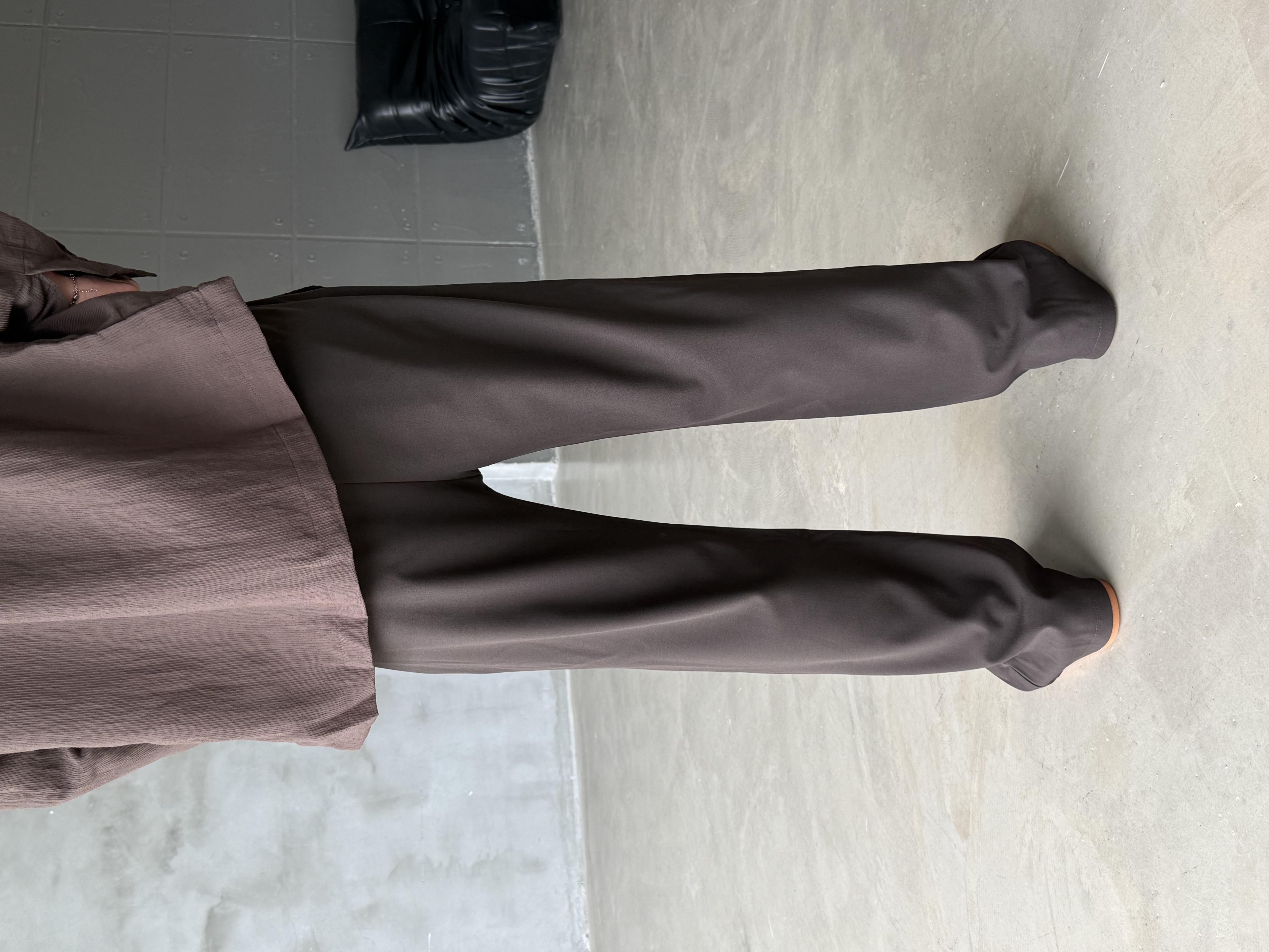 Kahve Bol Basic Bağcıklı Kumaş Pantalon SC