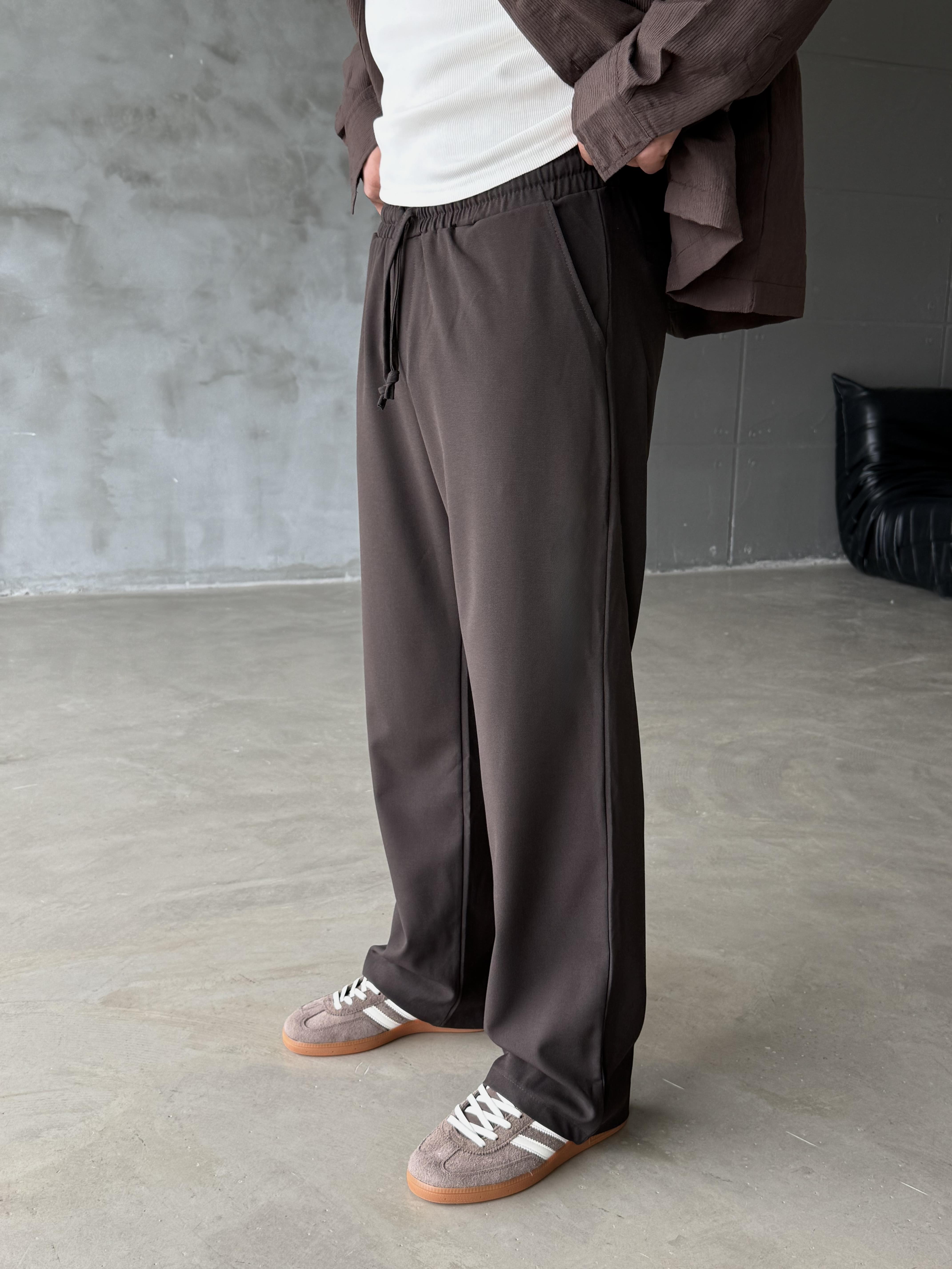 Kahve Bol Basic Bağcıklı Kumaş Pantalon SC
