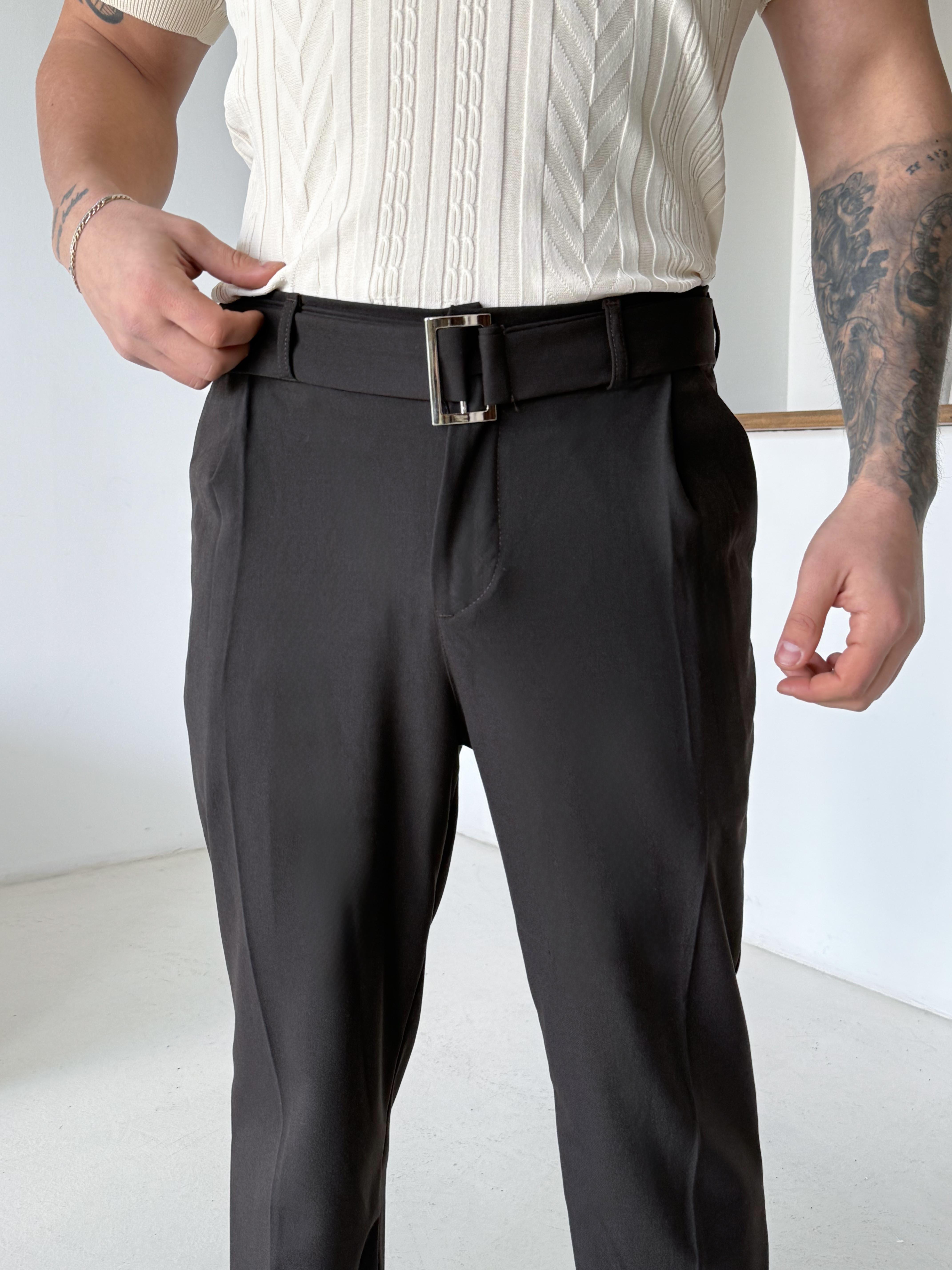 Kahve Kendi Kemerli Regular Fit Bezayağı Kumaş Pant N1344