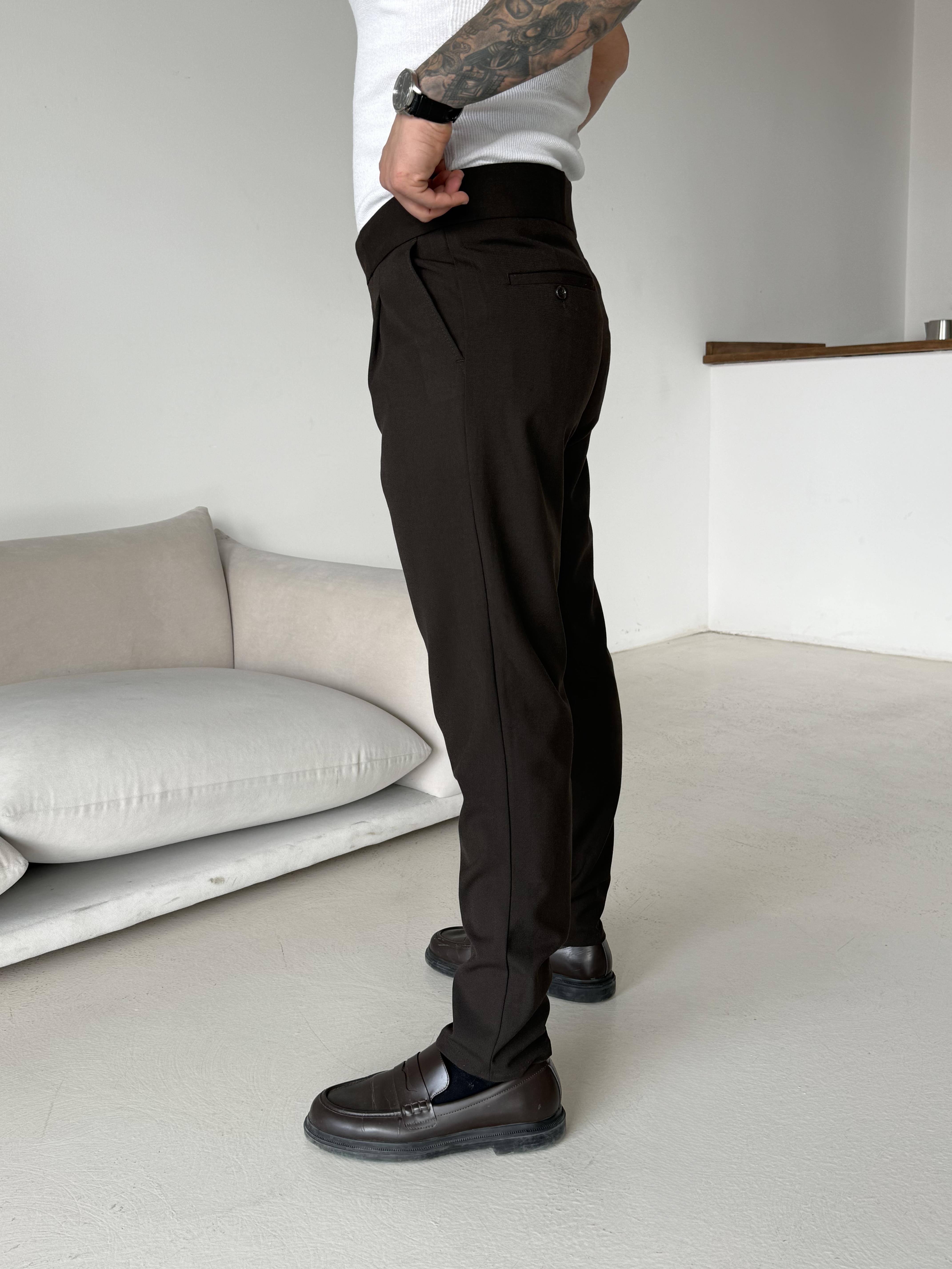 Kahve Tokalı Regular Fit Kumaş Pantalon SC