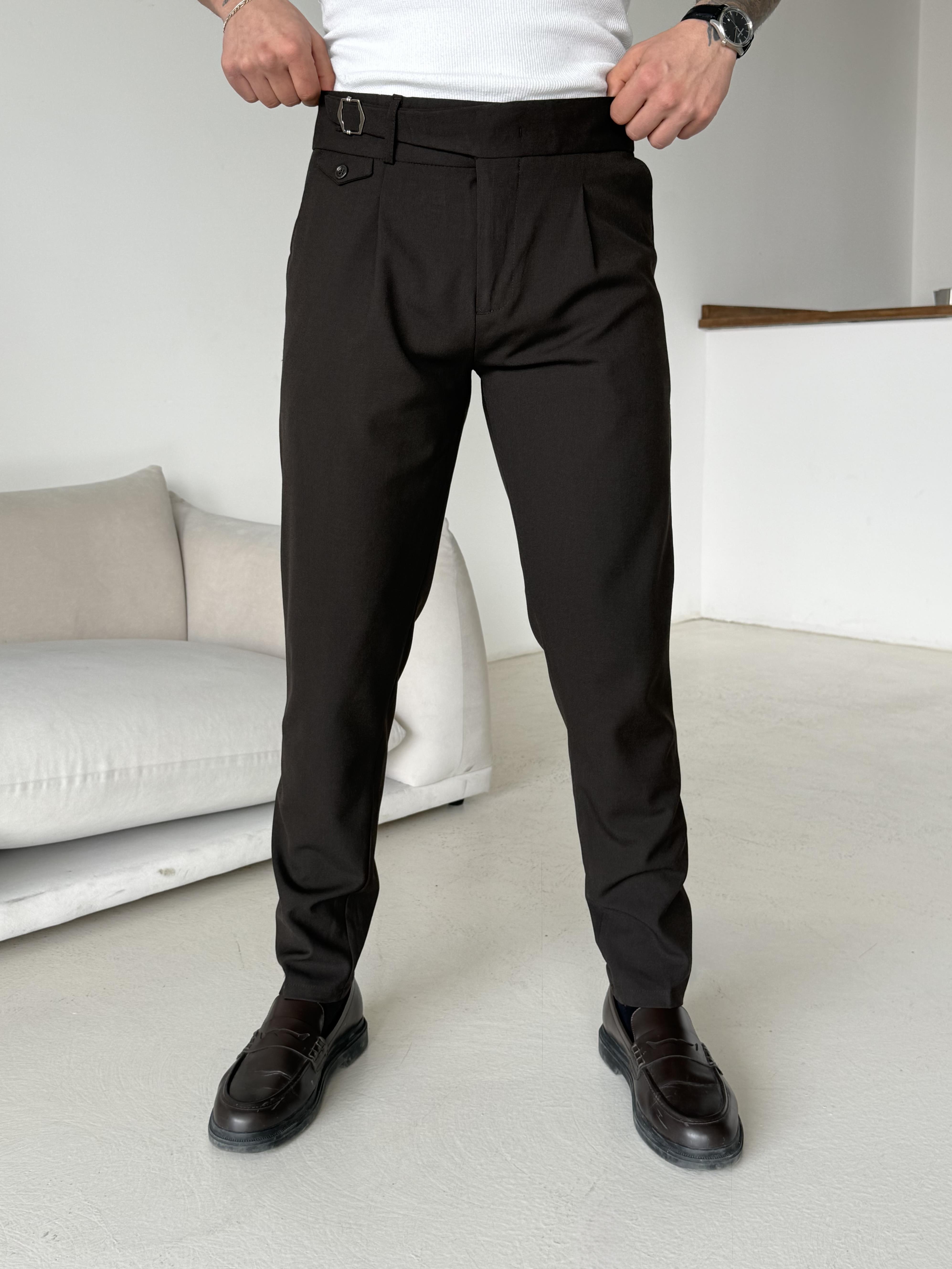 Kahve Tokalı Regular Fit Kumaş Pantalon SC