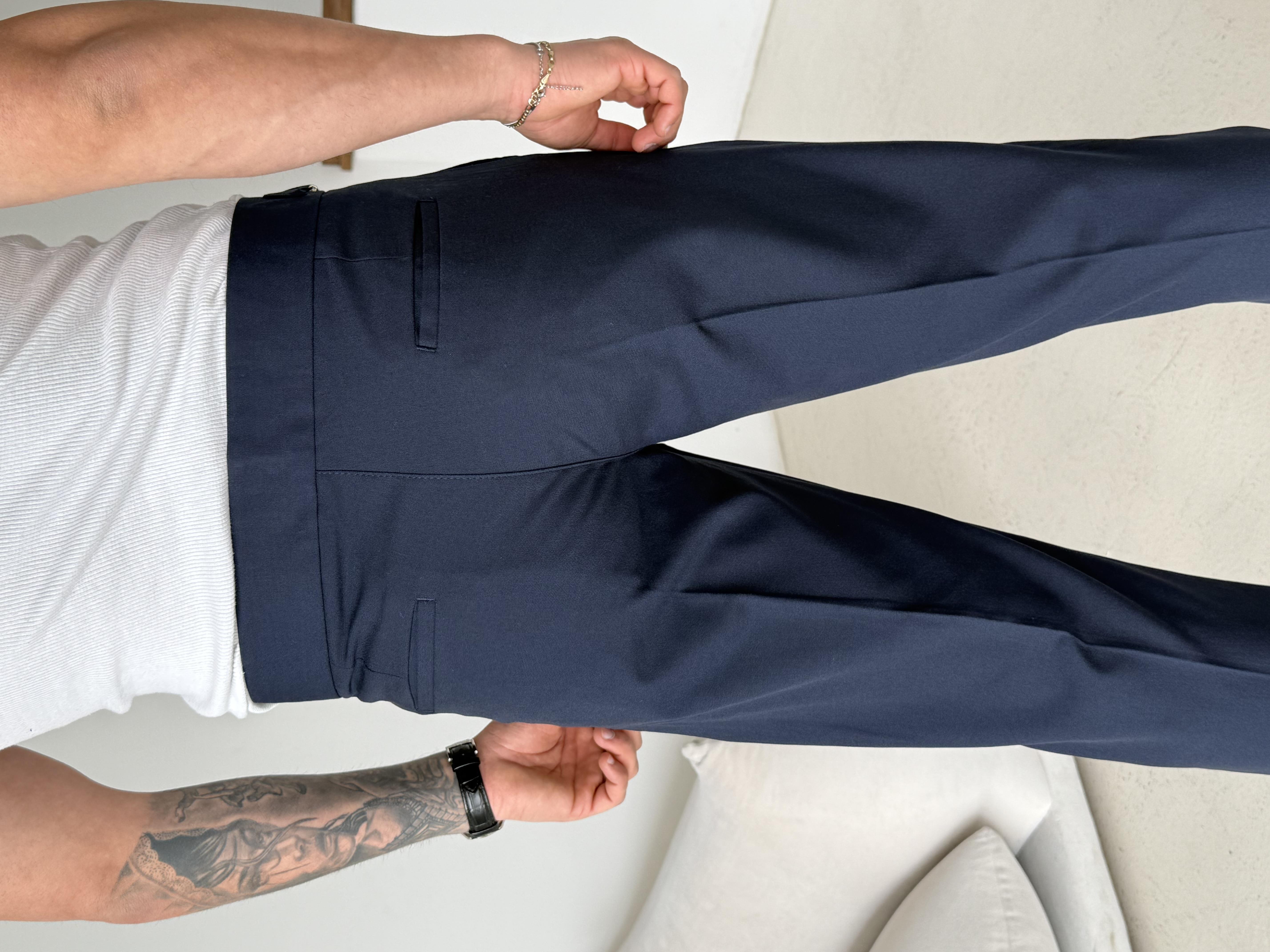Lacivert Dört Düğmeli Tokalı Regular Fit Kumaş Pantalon SC