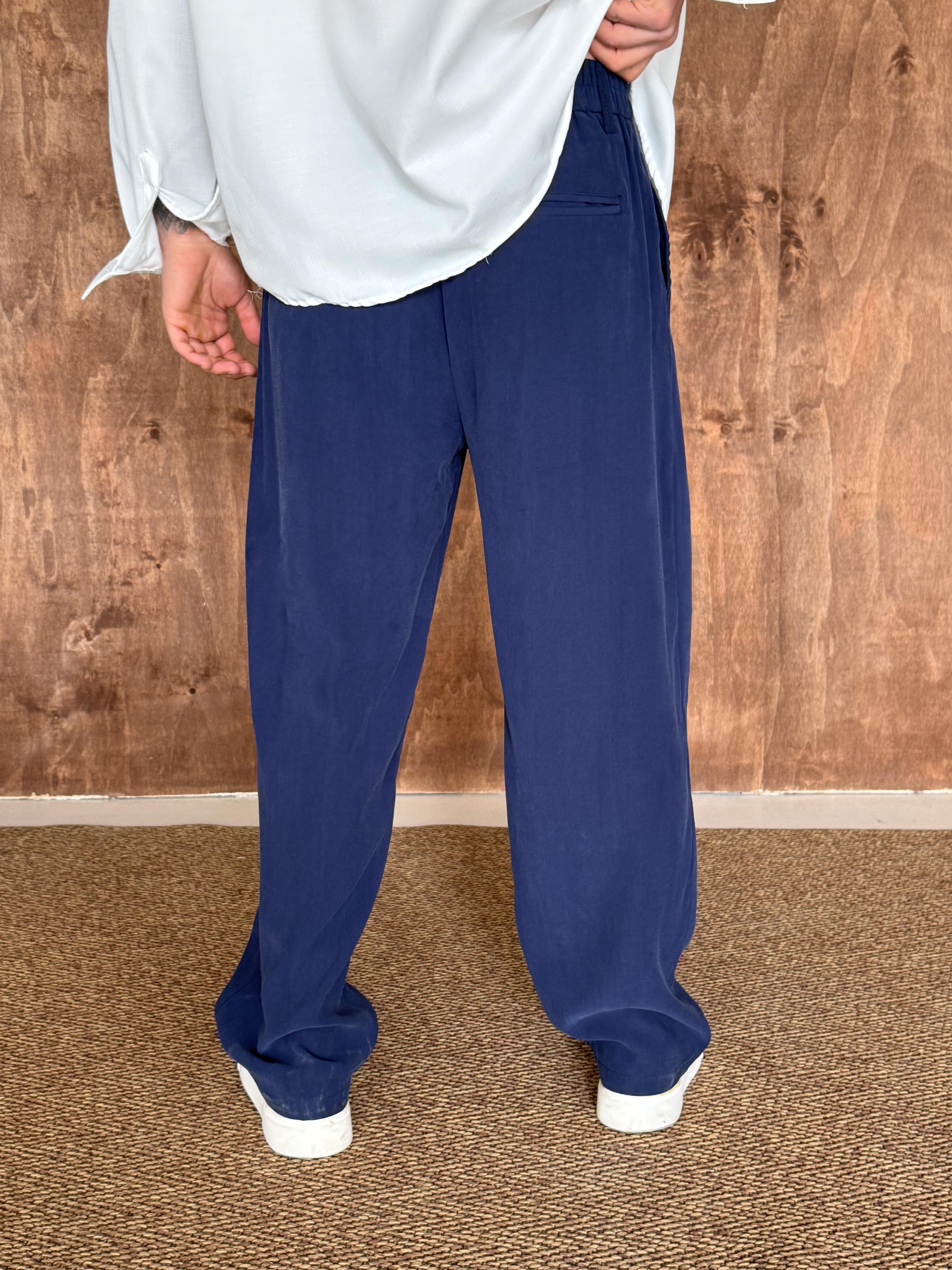 Lacivert Modal Bel Lastikli Pantalon PLZ