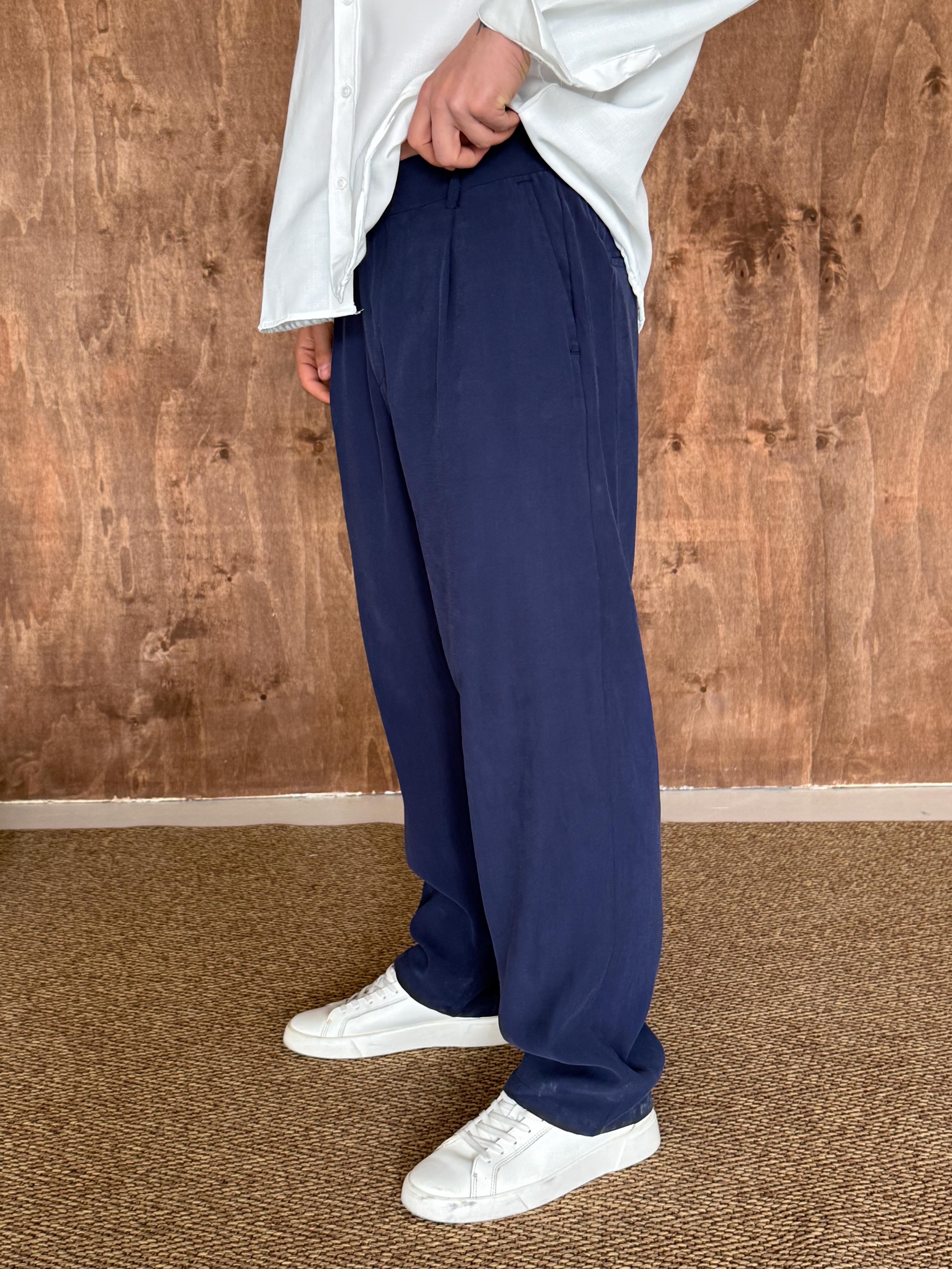 Lacivert Modal Bel Lastikli Pantalon PLZ