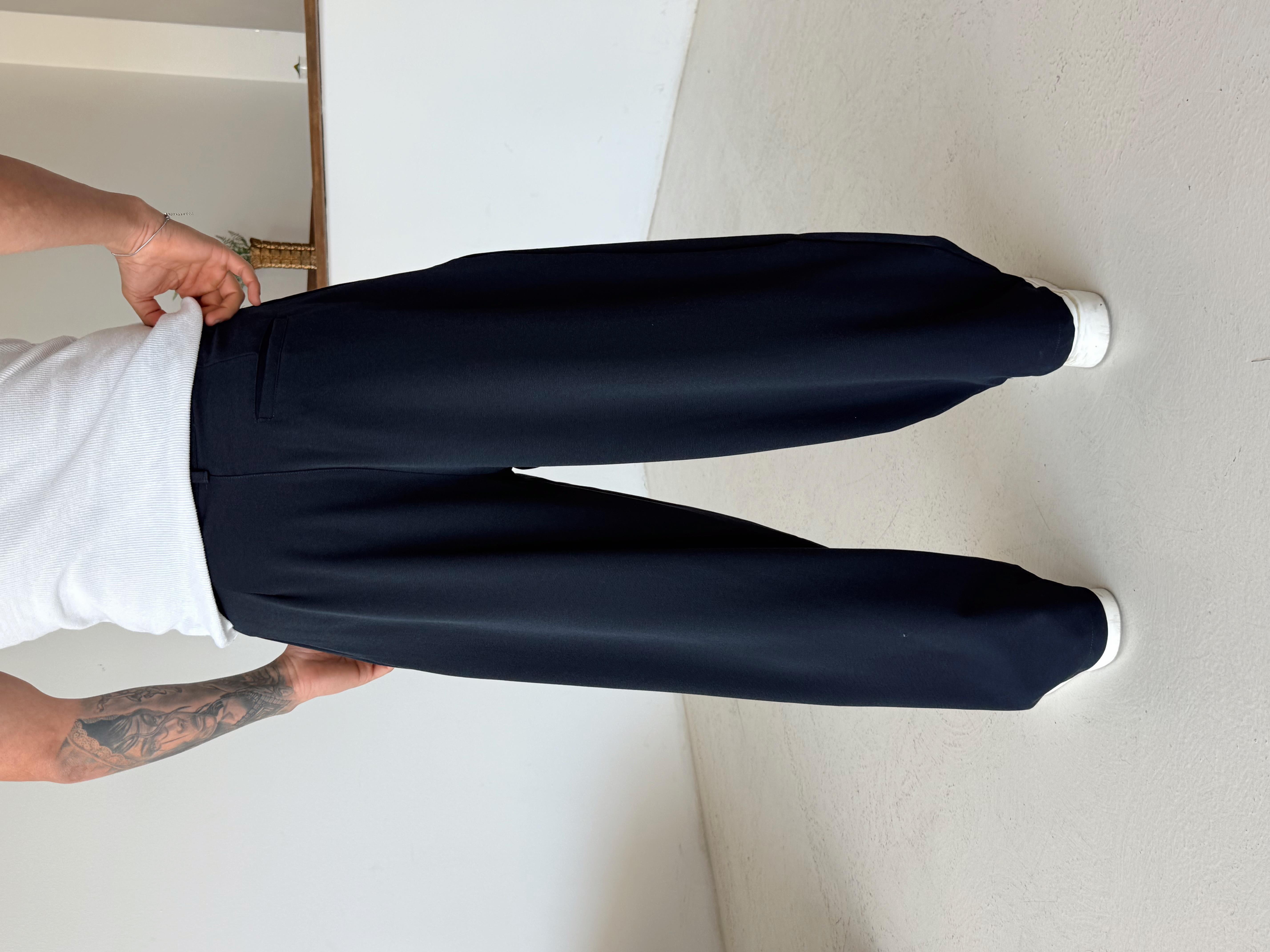 Lacivert Super Baggy Kumaş Pantalon BRR 40218