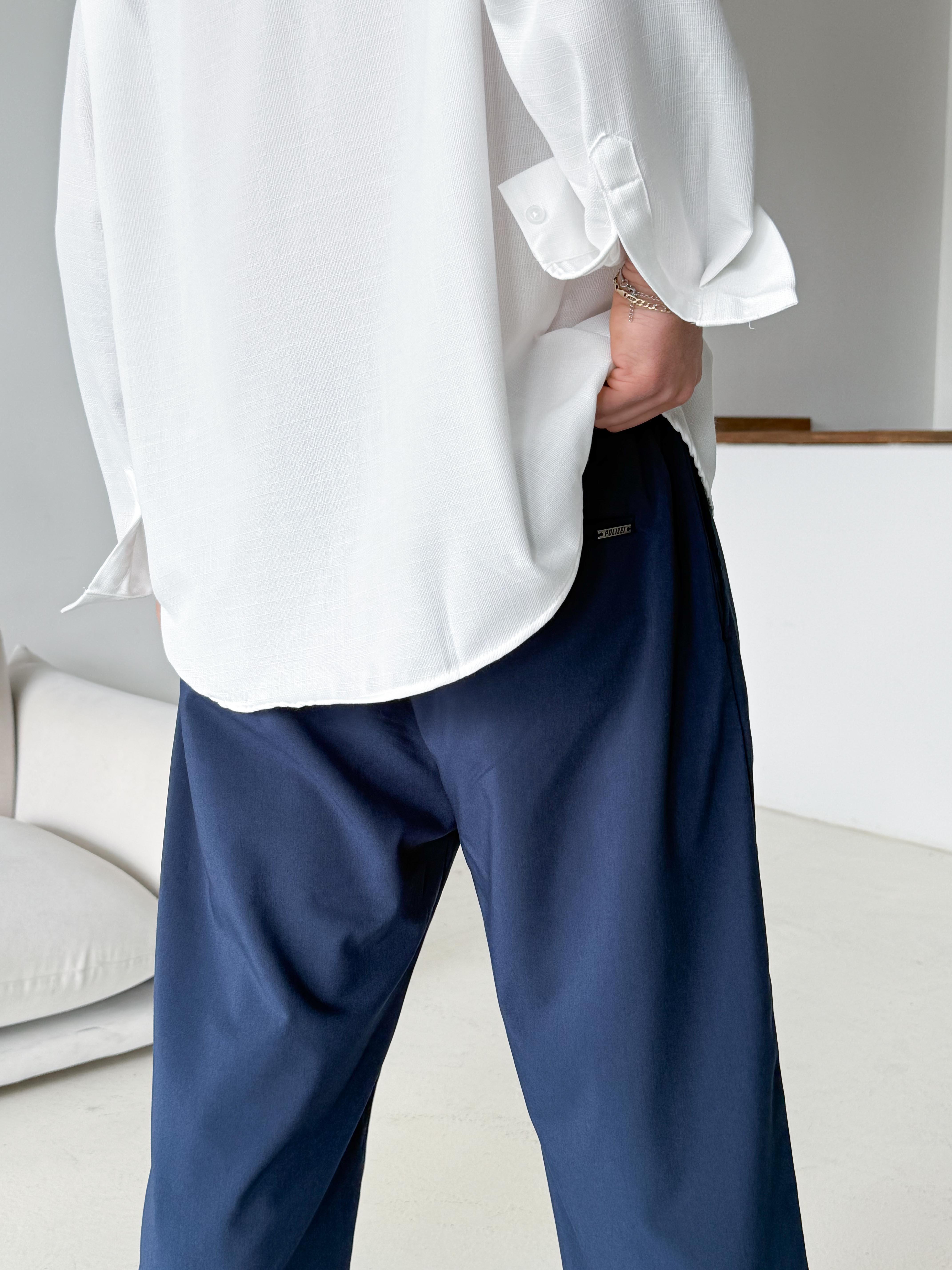 Lacivert Viskon Baggy Kumaş Pantalon PLZ
