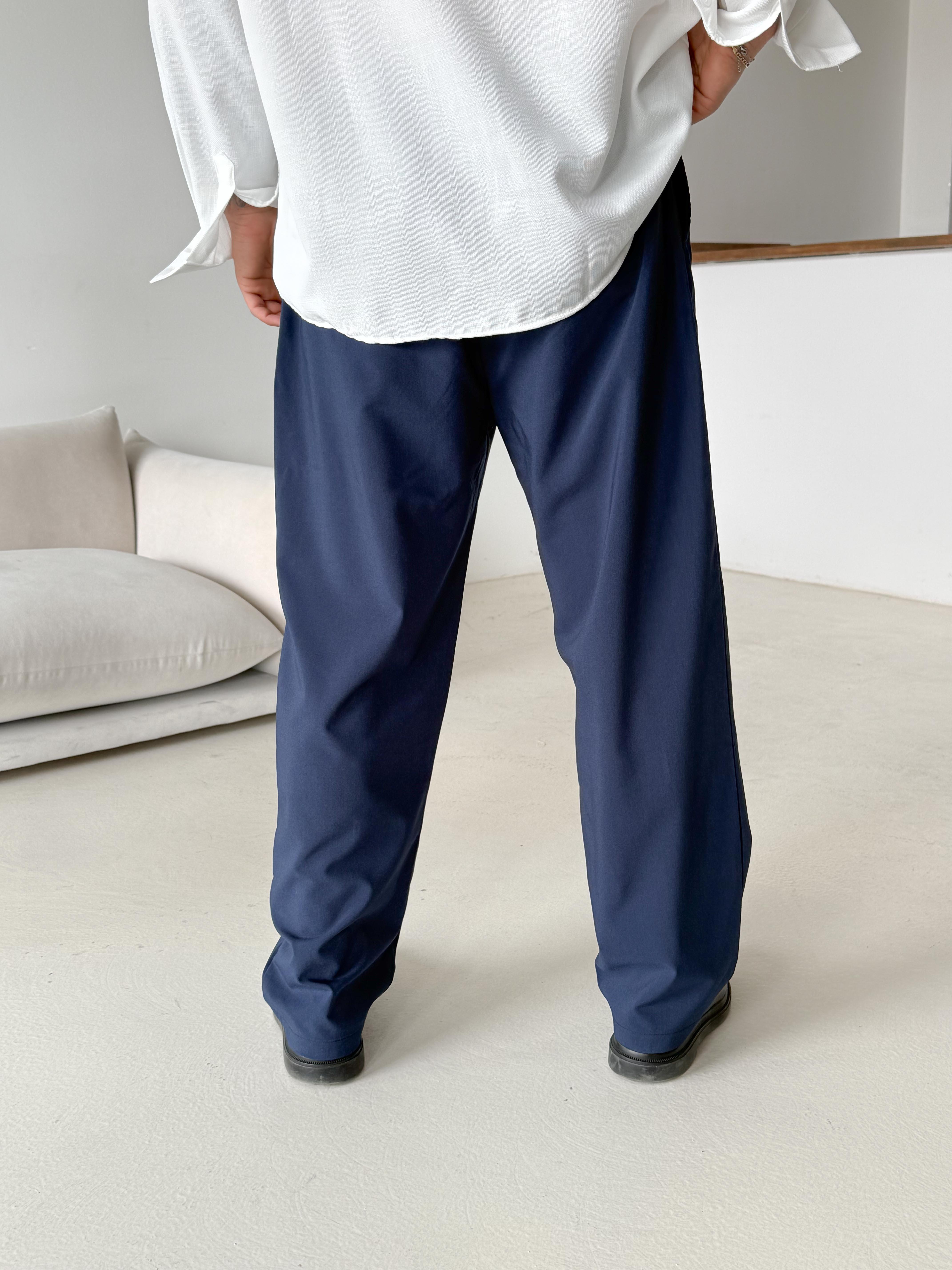 Lacivert Viskon Baggy Kumaş Pantalon PLZ