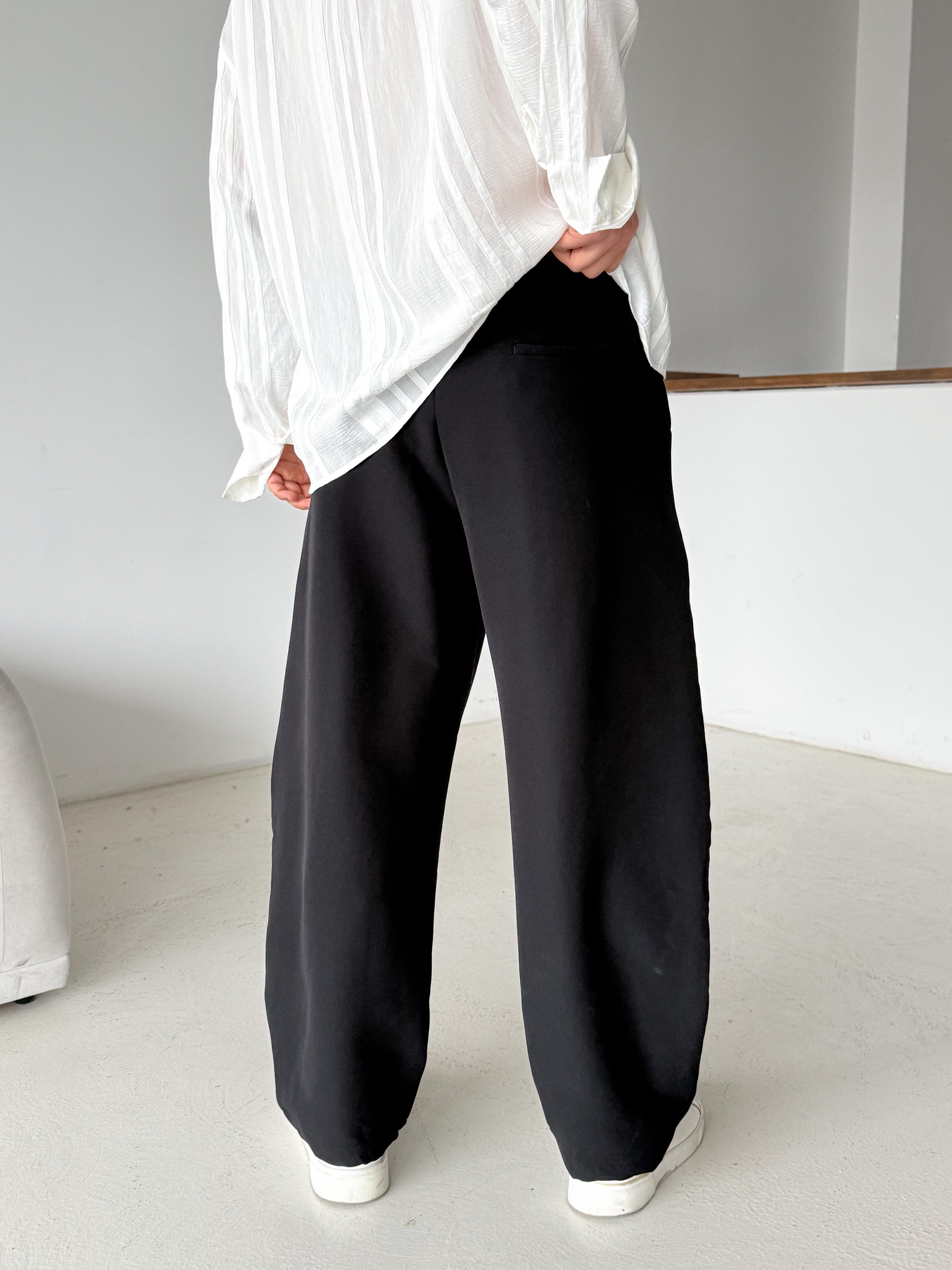Siyah Double Balon Kalıp Yarım Lastik Pantalon PNC 4068
