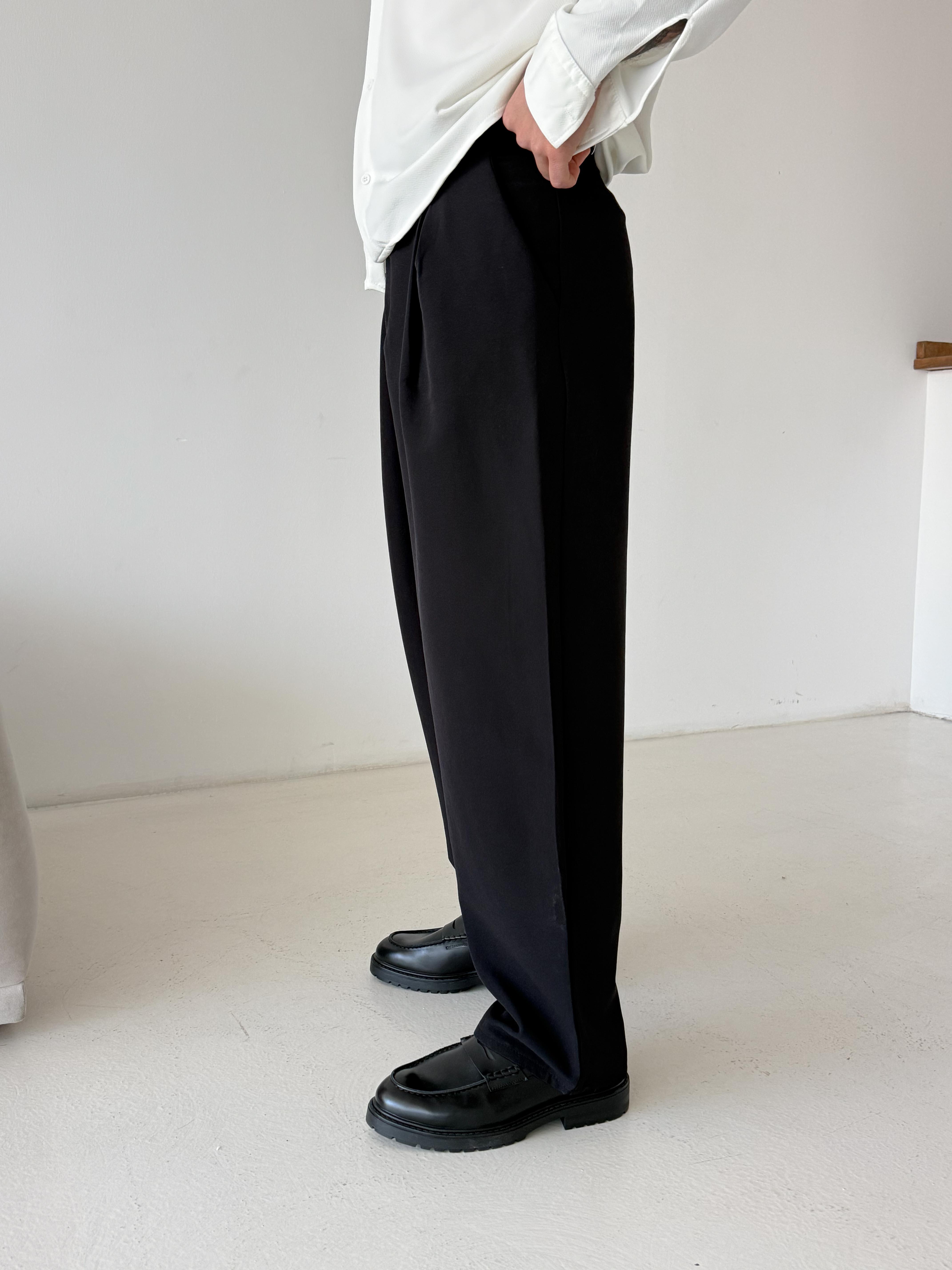 Siyah Double Palazzo Pantalon 4062 PNC