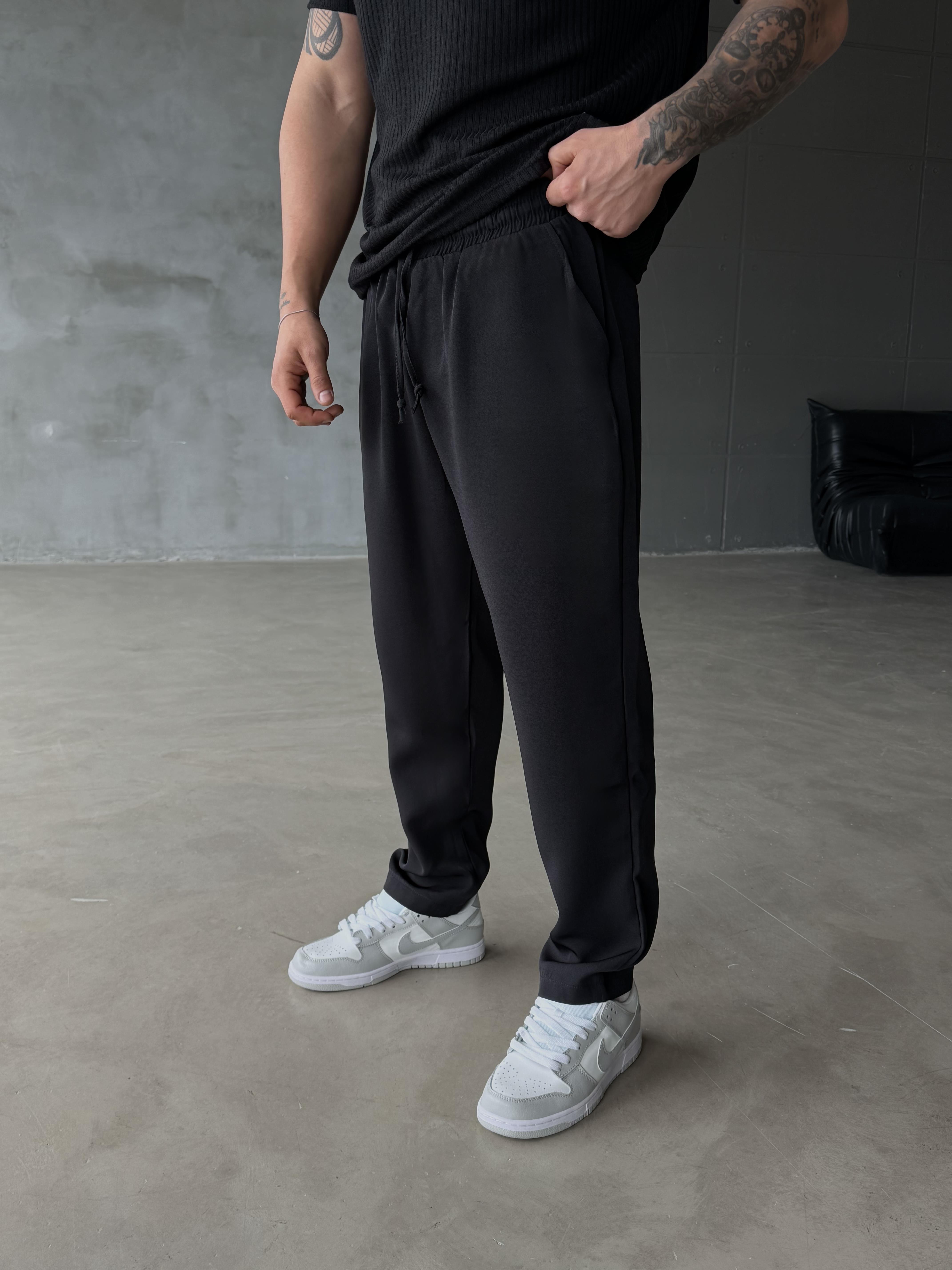 Siyah Jakar Bağcıklı Bol Pantalon JJ 319