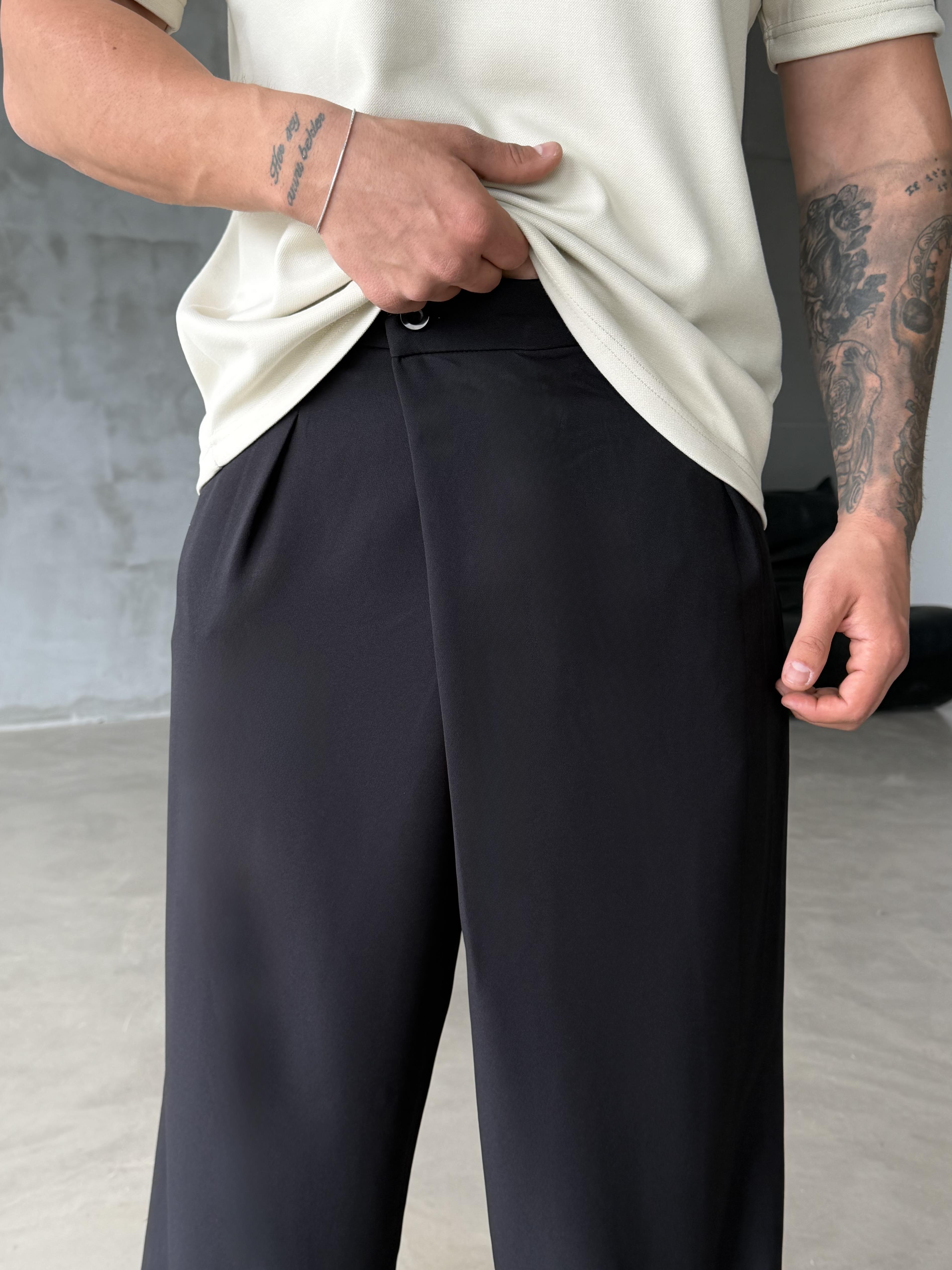 Siyah Kore Kalıp Kumaş Pantalon SNZ 1448