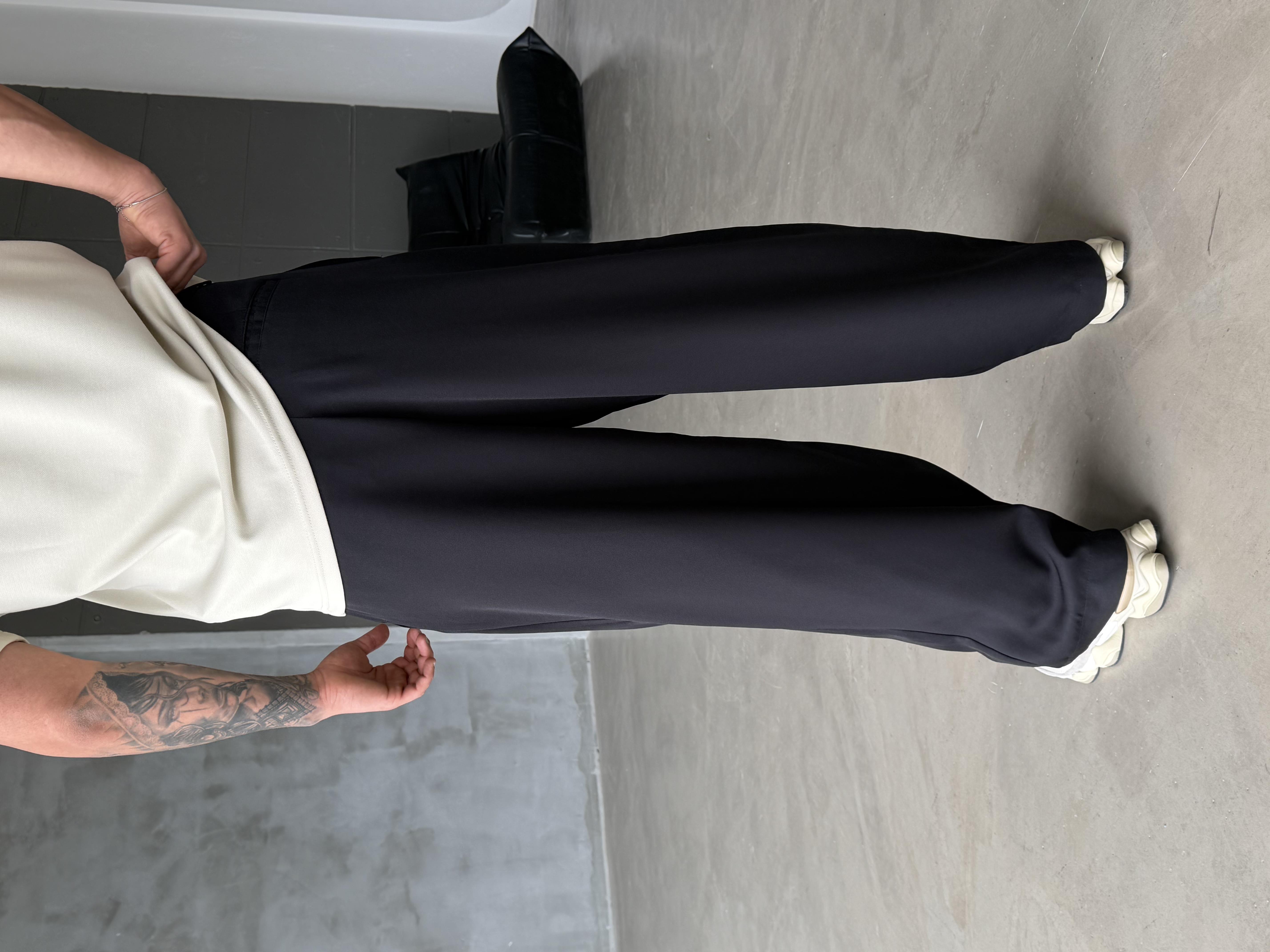 Siyah Kore Kalıp Kumaş Pantalon SNZ 1448