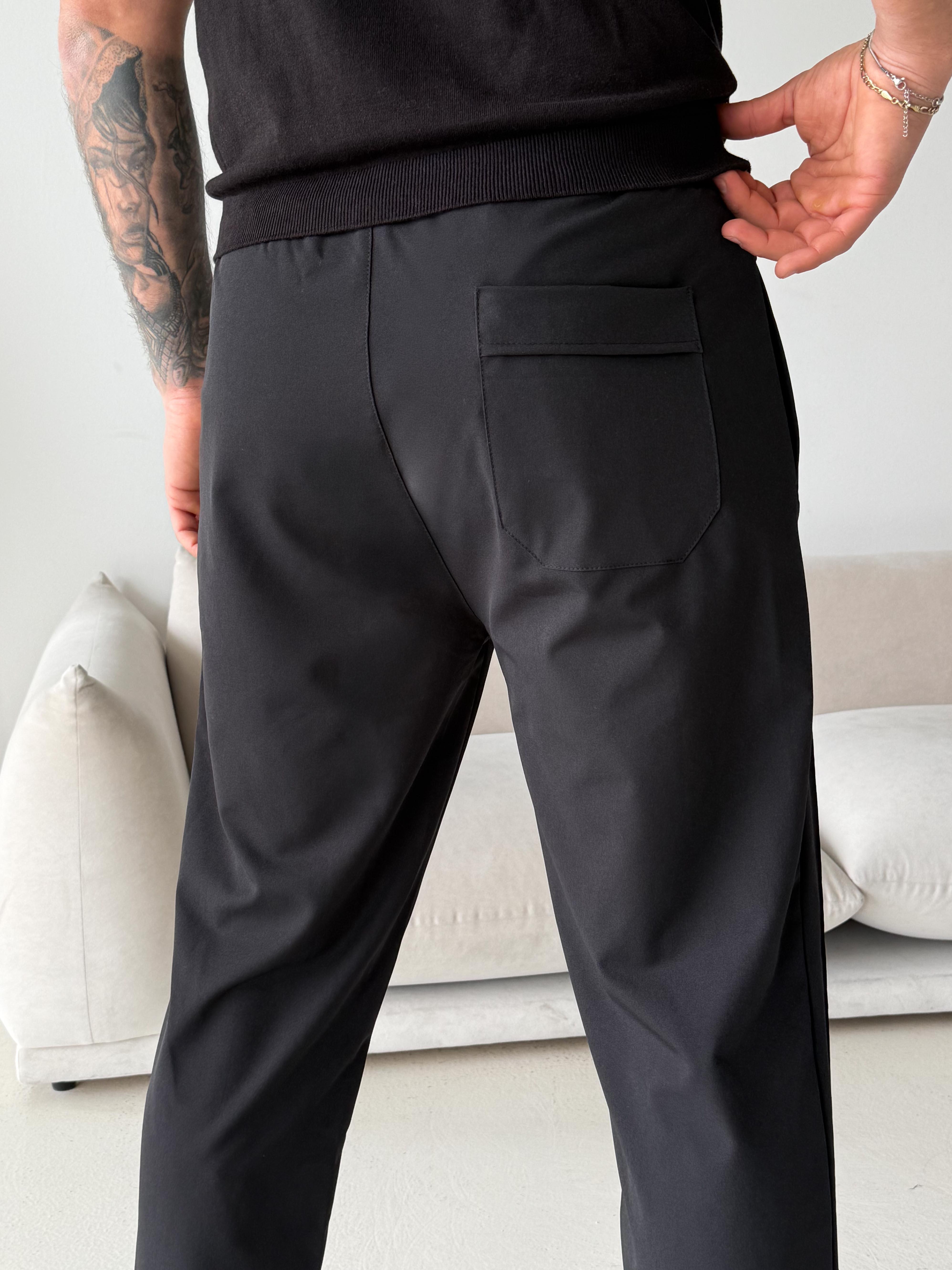 Siyah Paraşüt Çimalı Regular Kumaş Pantalon 23136 LNS