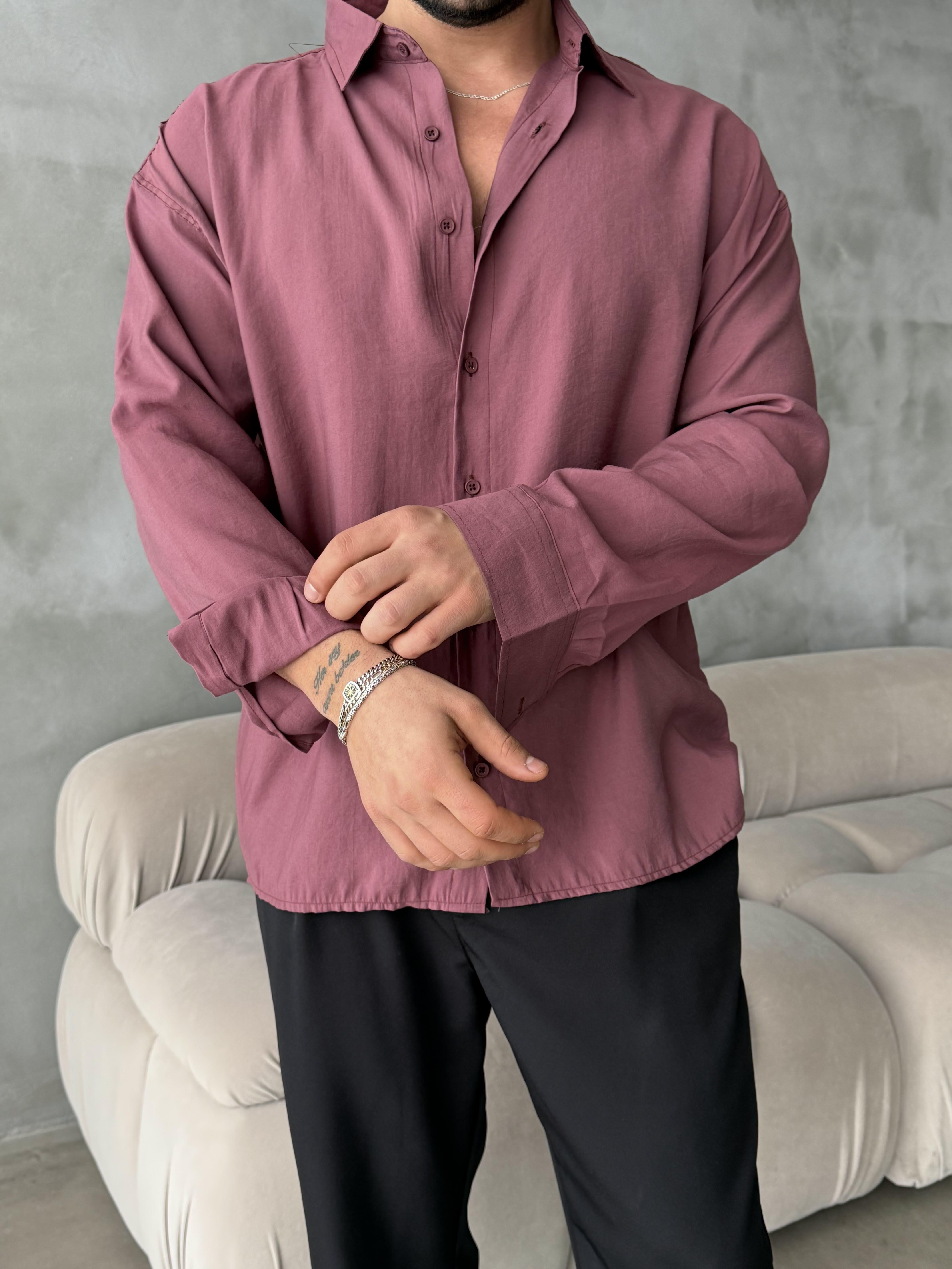 Bordo Modal Kumaş Uzun Kol Gömlek MSS