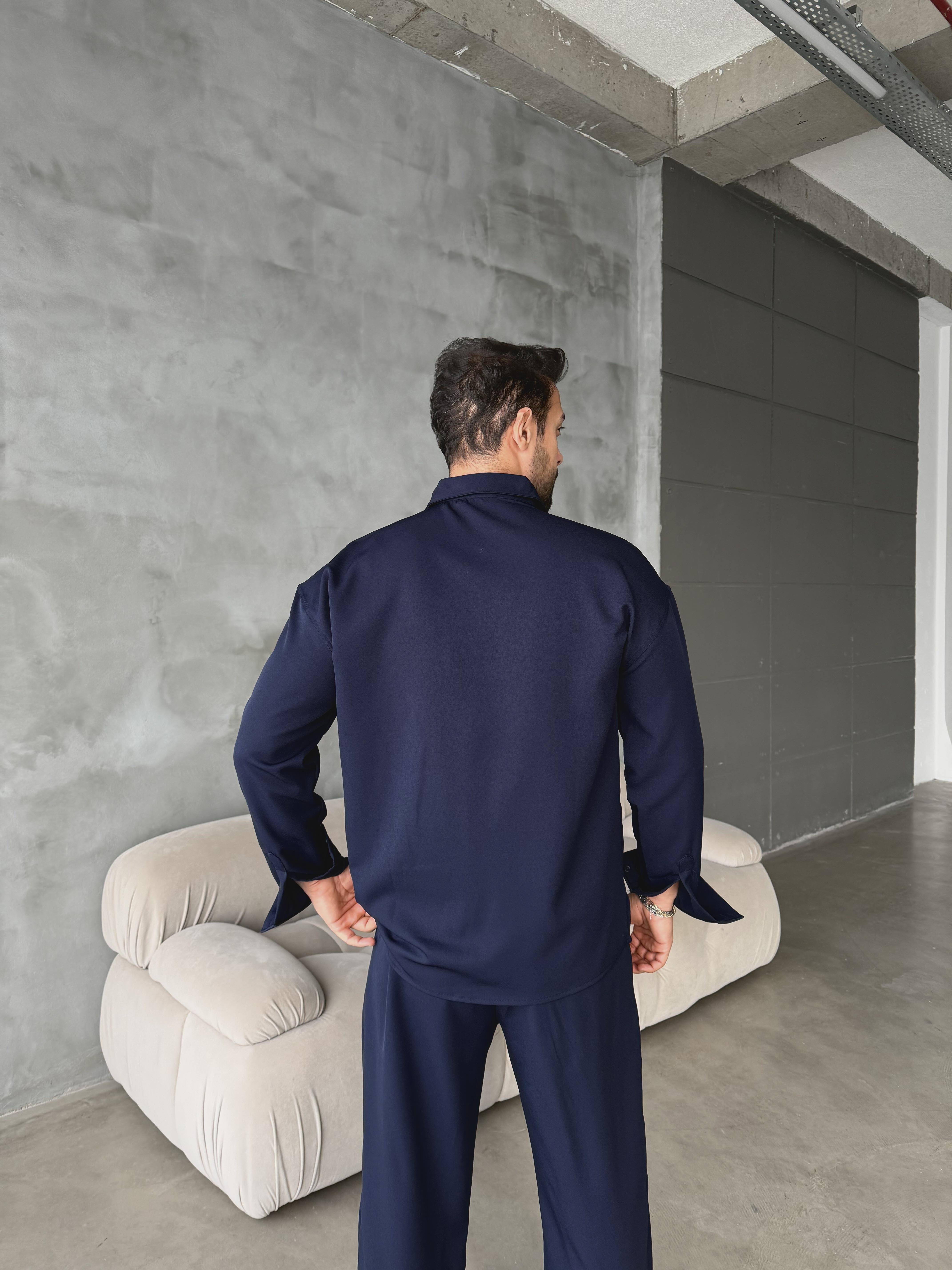 Lacivert Double Kumaş Gömlek MSS