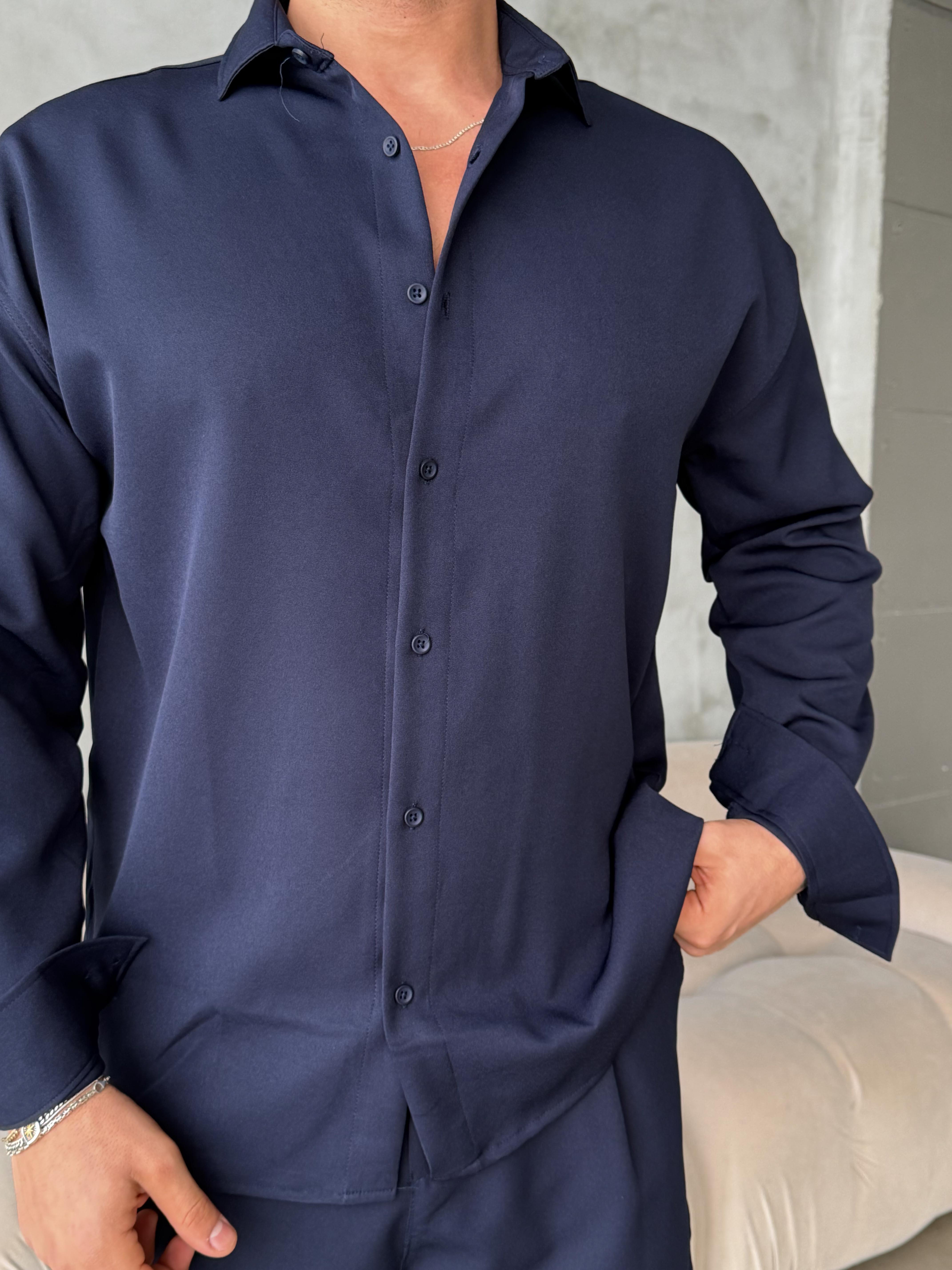 Lacivert Double Kumaş Gömlek MSS