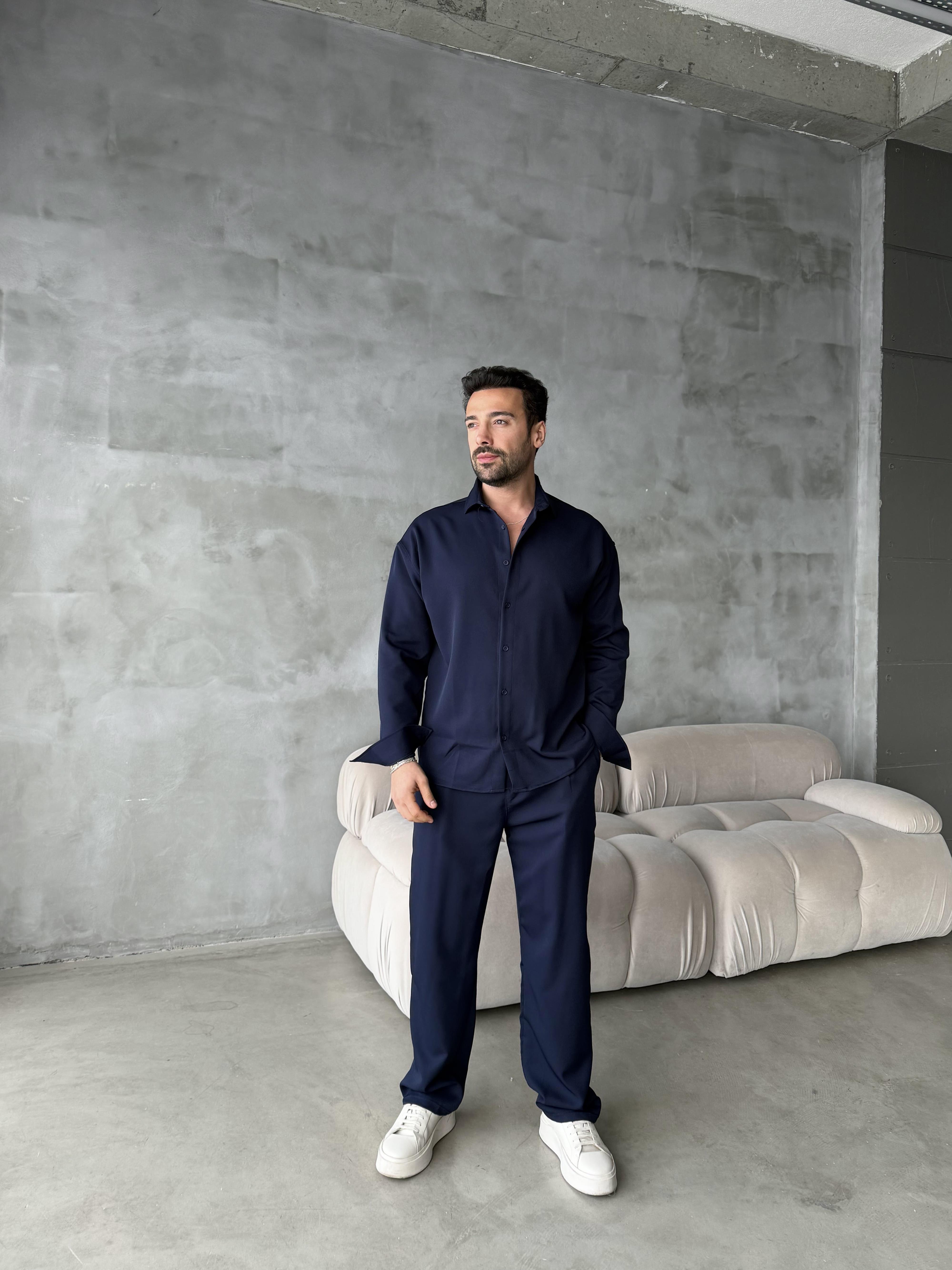 Lacivert Double Kumaş Gömlek MSS