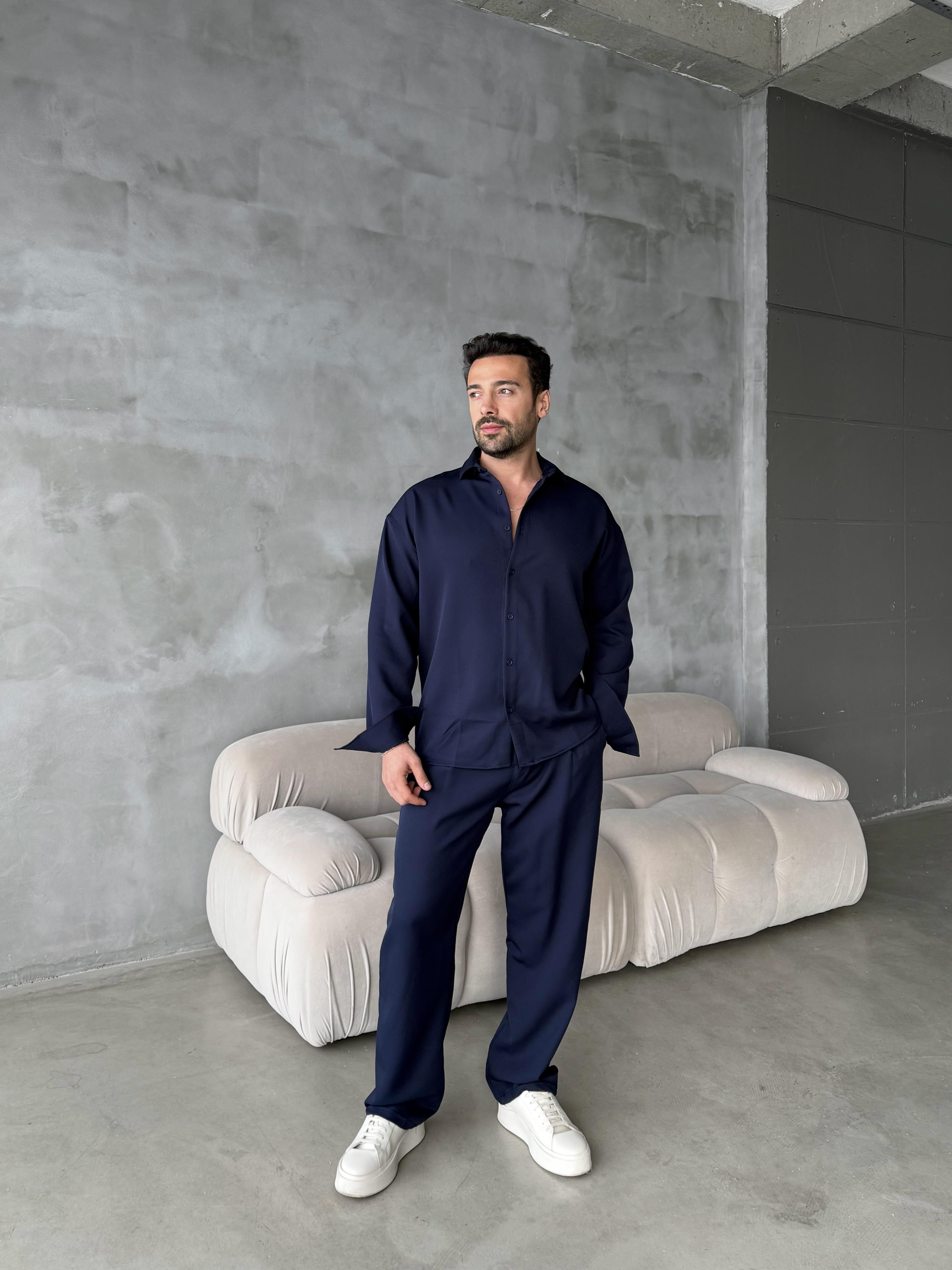 Lacivert Double Kumaş Gömlek MSS