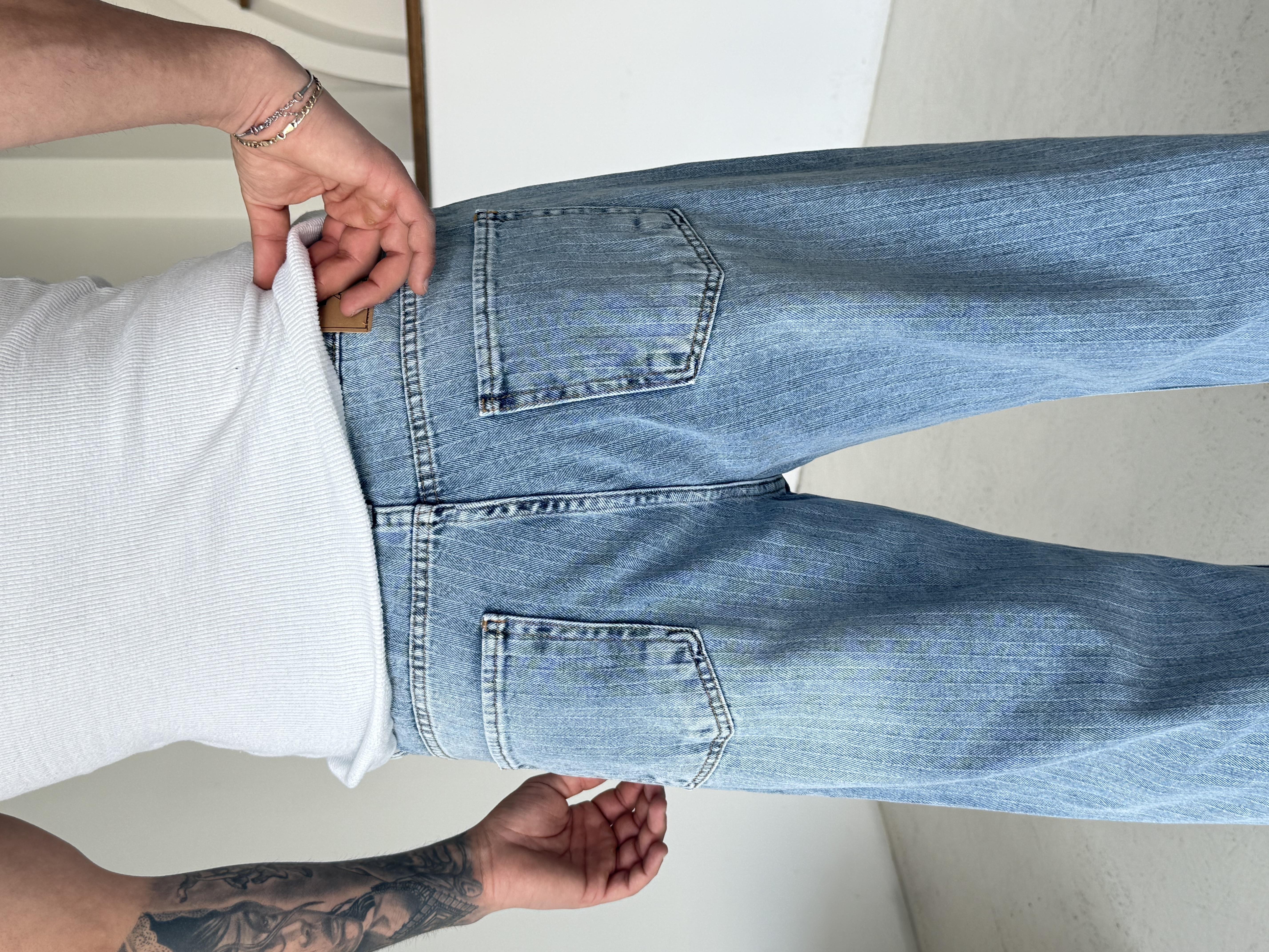 Açık Mavi Desenli Baggy Kot Pantalon MB 664-1