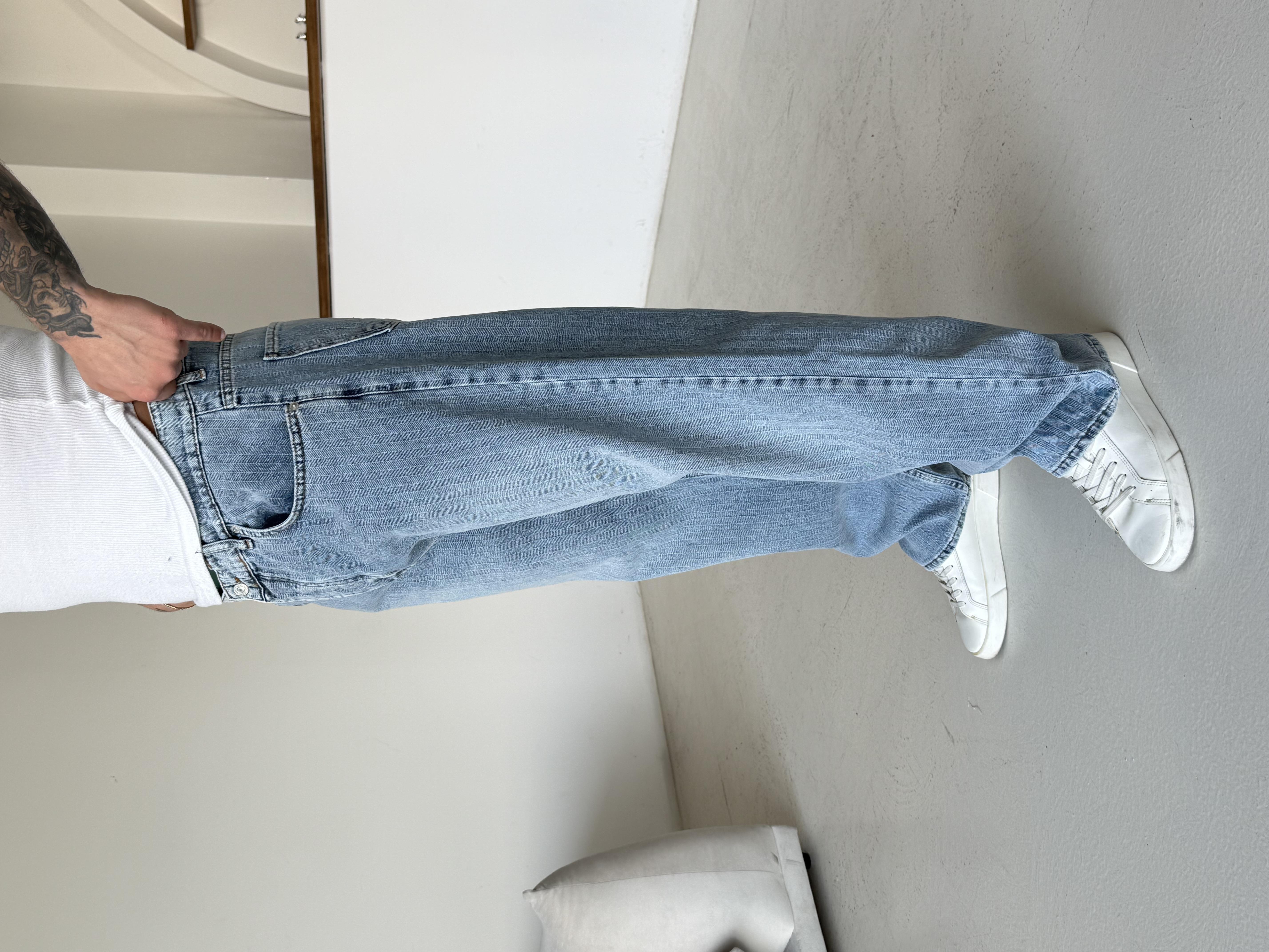 Açık Mavi Desenli Baggy Kot Pantalon MB 664-1