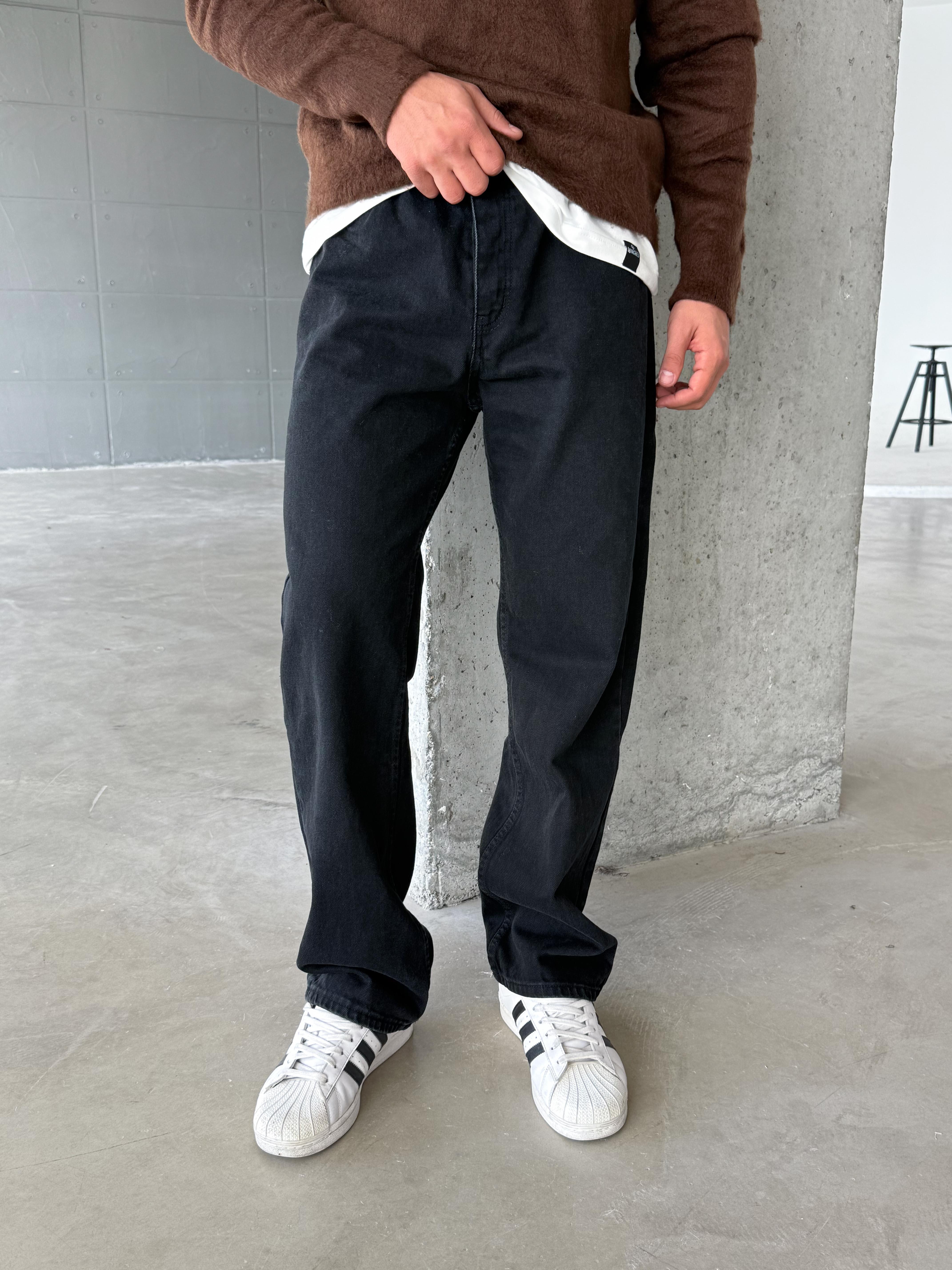 Antrasit Düz Baggy Kot Pantolon DM