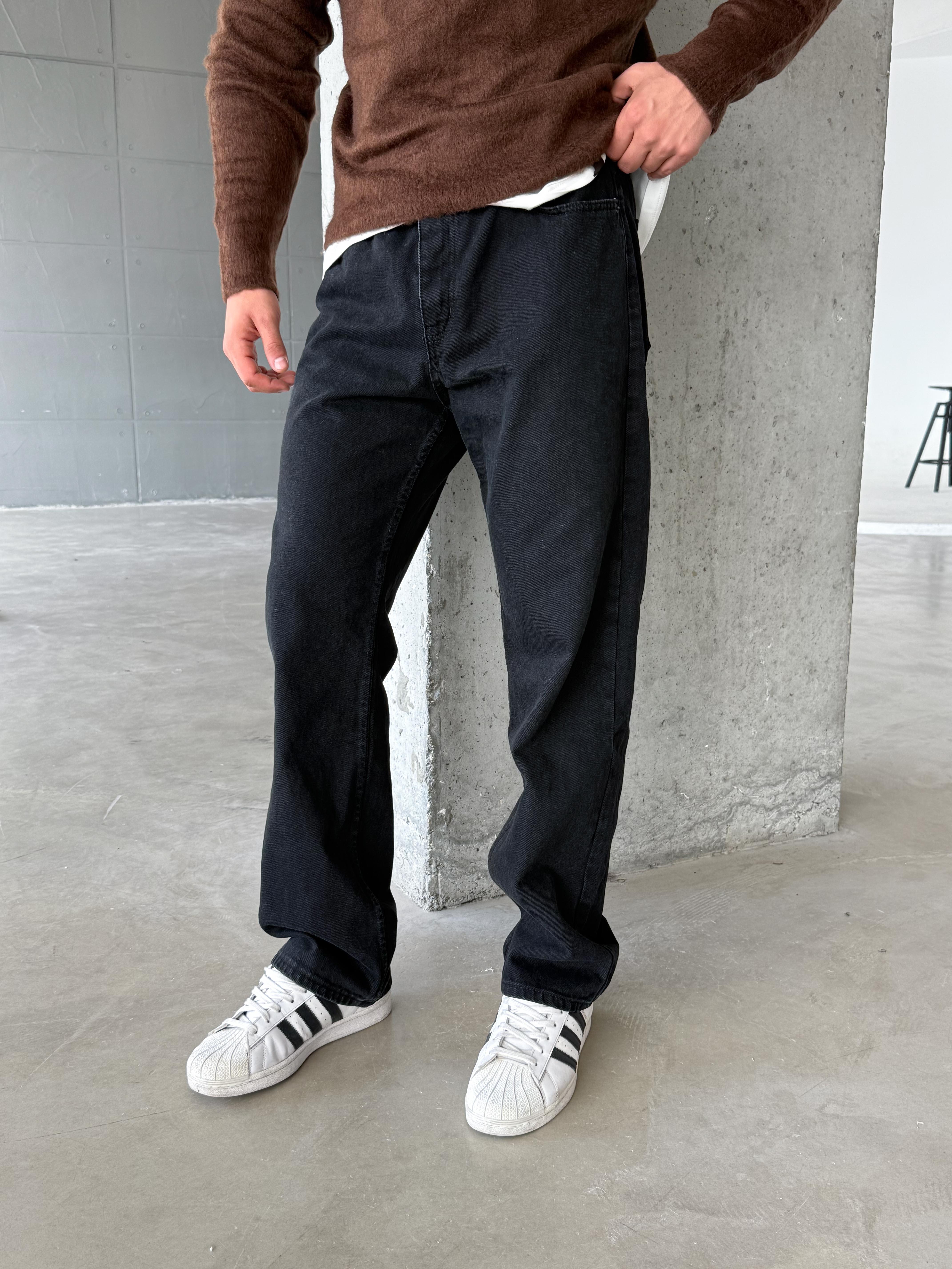 Antrasit Düz Baggy Kot Pantolon DM