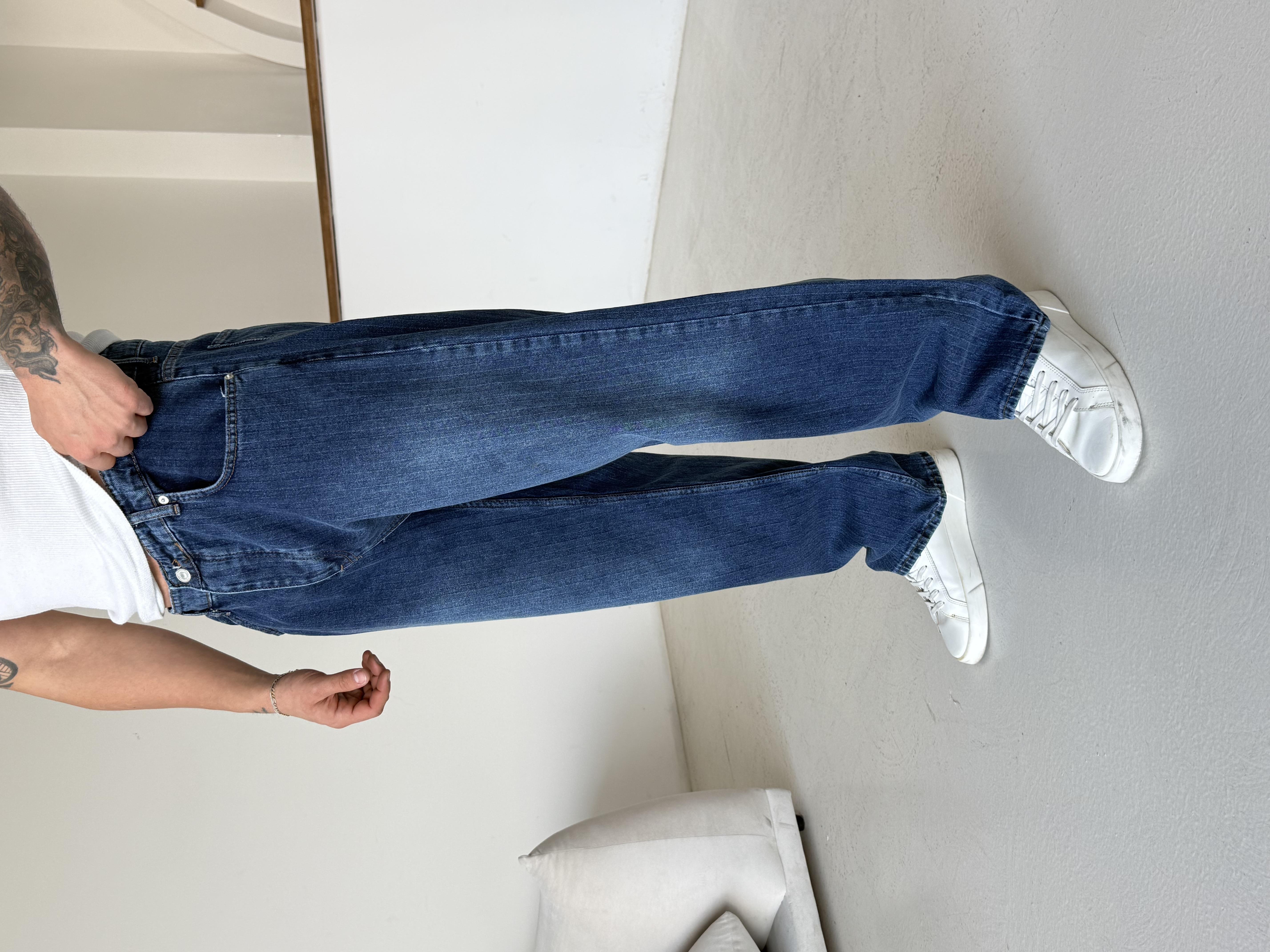 Koyu Mavi Desenli Baggy Kot Pantalon MB 665-2