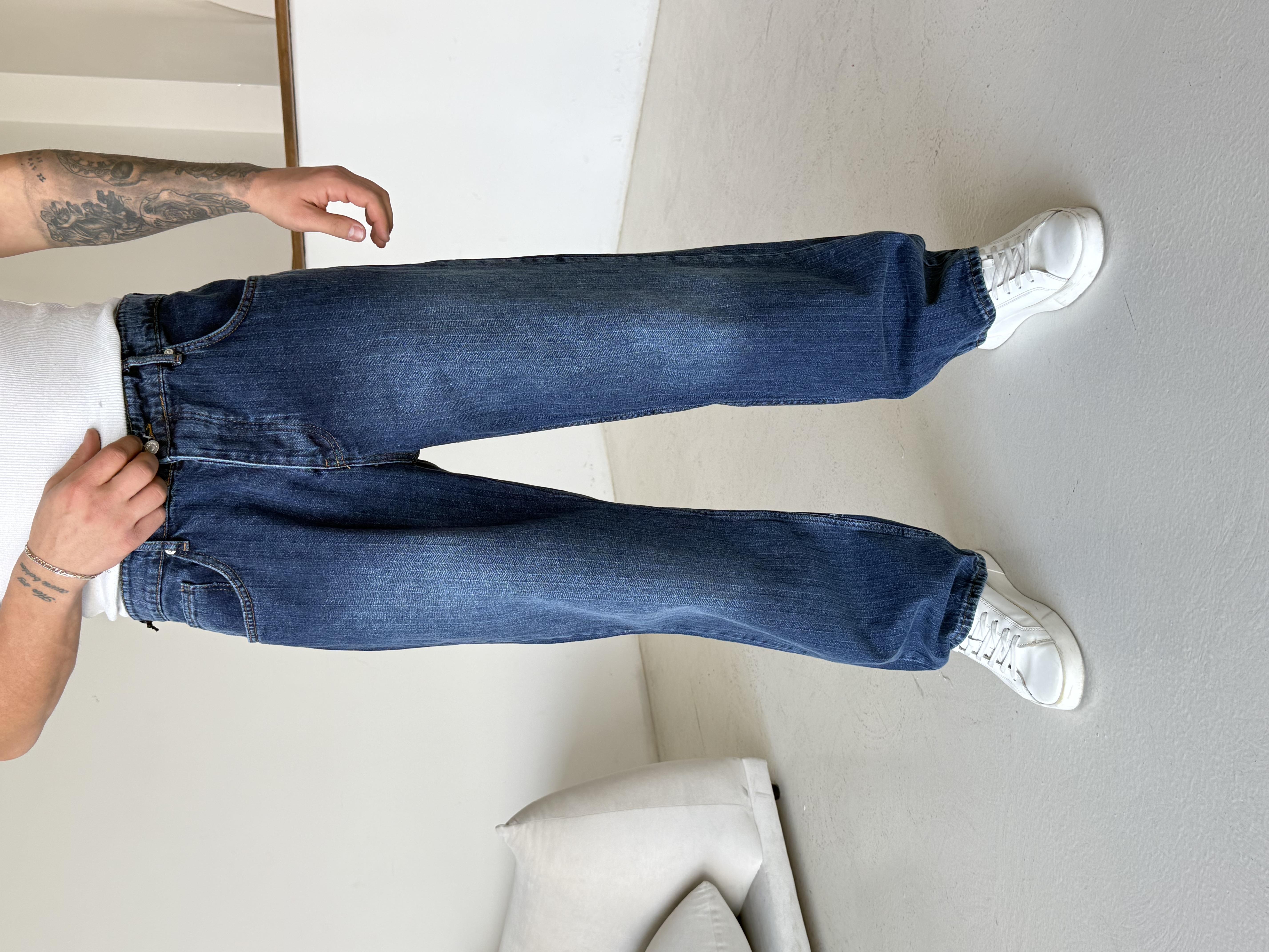 Koyu Mavi Desenli Baggy Kot Pantalon MB 665-2