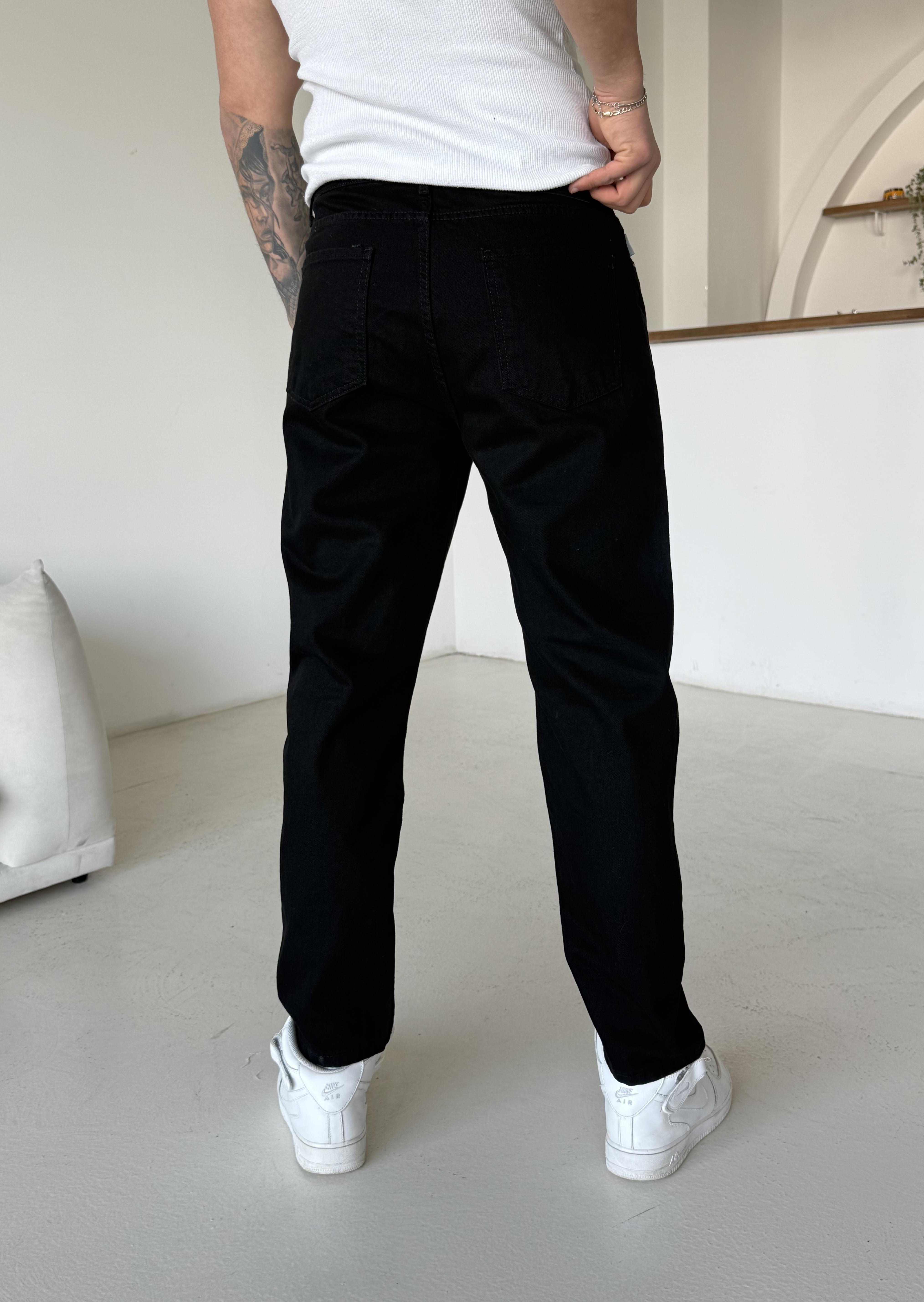 Siyah Düz Boyfriend Kot Pantalon MB 650-1