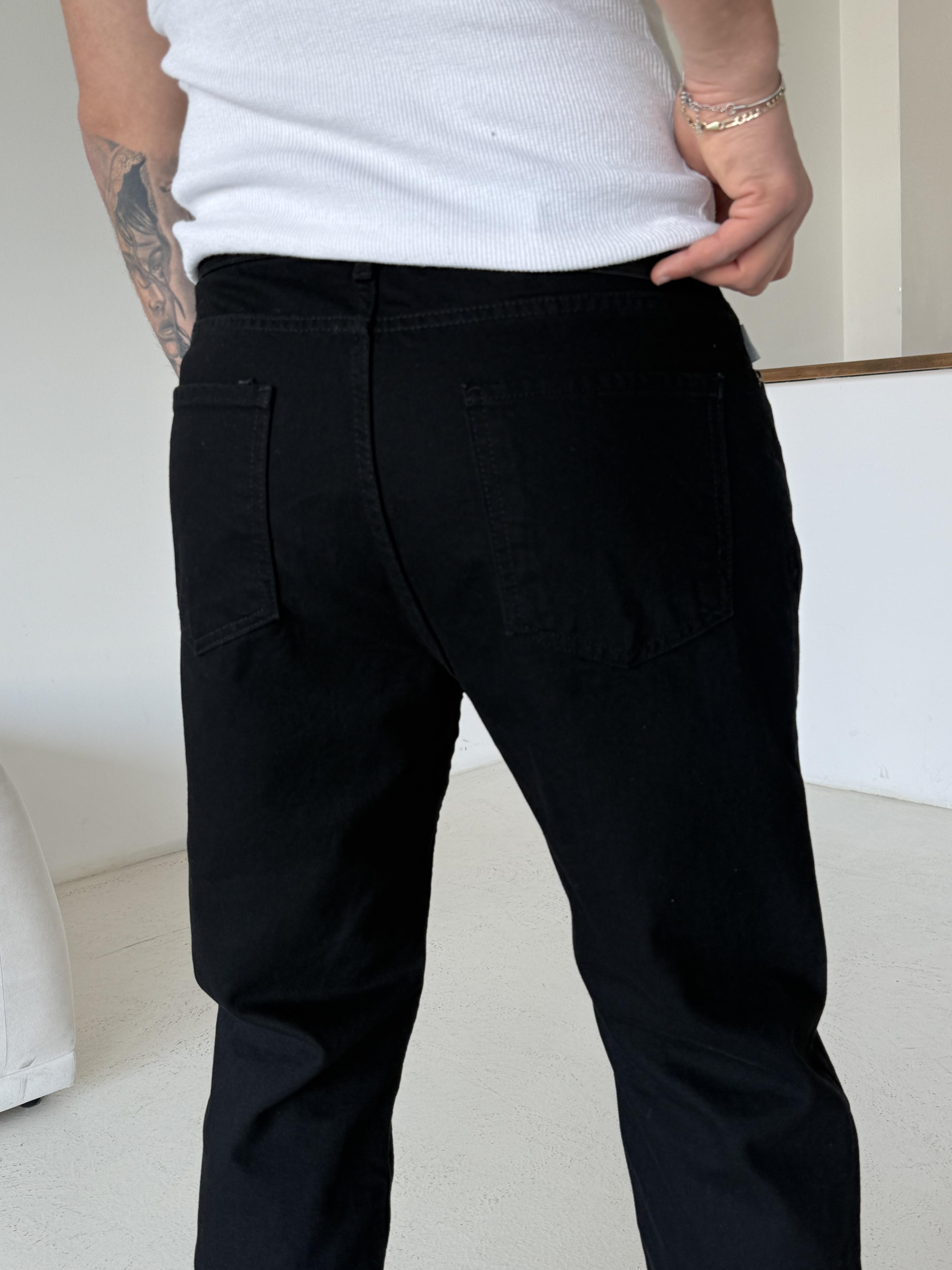 Siyah Düz Boyfriend Kot Pantalon MB 650-1