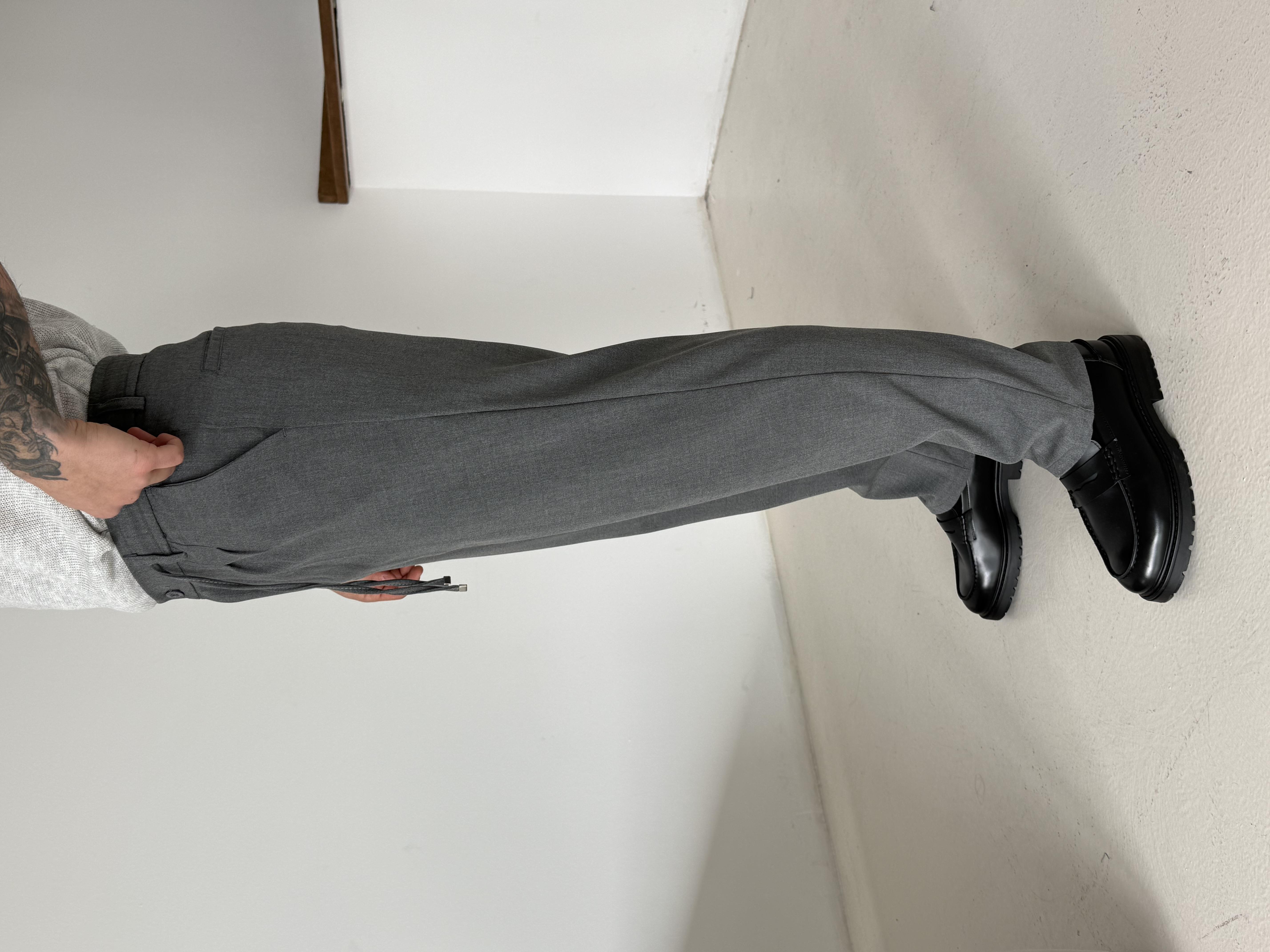 Antrasit Lastikli Bağcıklı Pamuk Bezayağı Regular Fit Kumaş Pant snz 1265