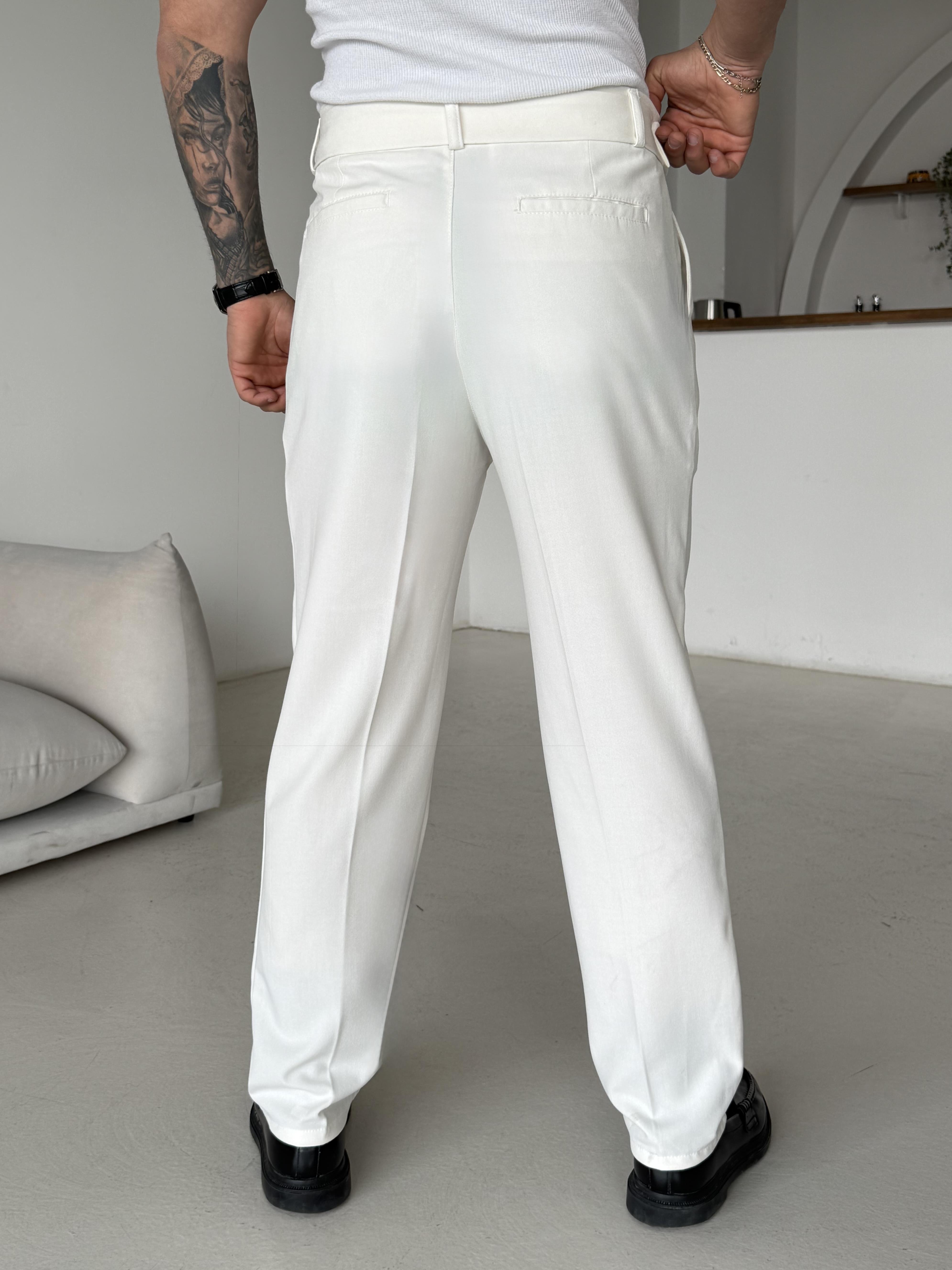 Ekru Kendi Kemerli Regular Fit Bezayağı Kumaş Pant N1344