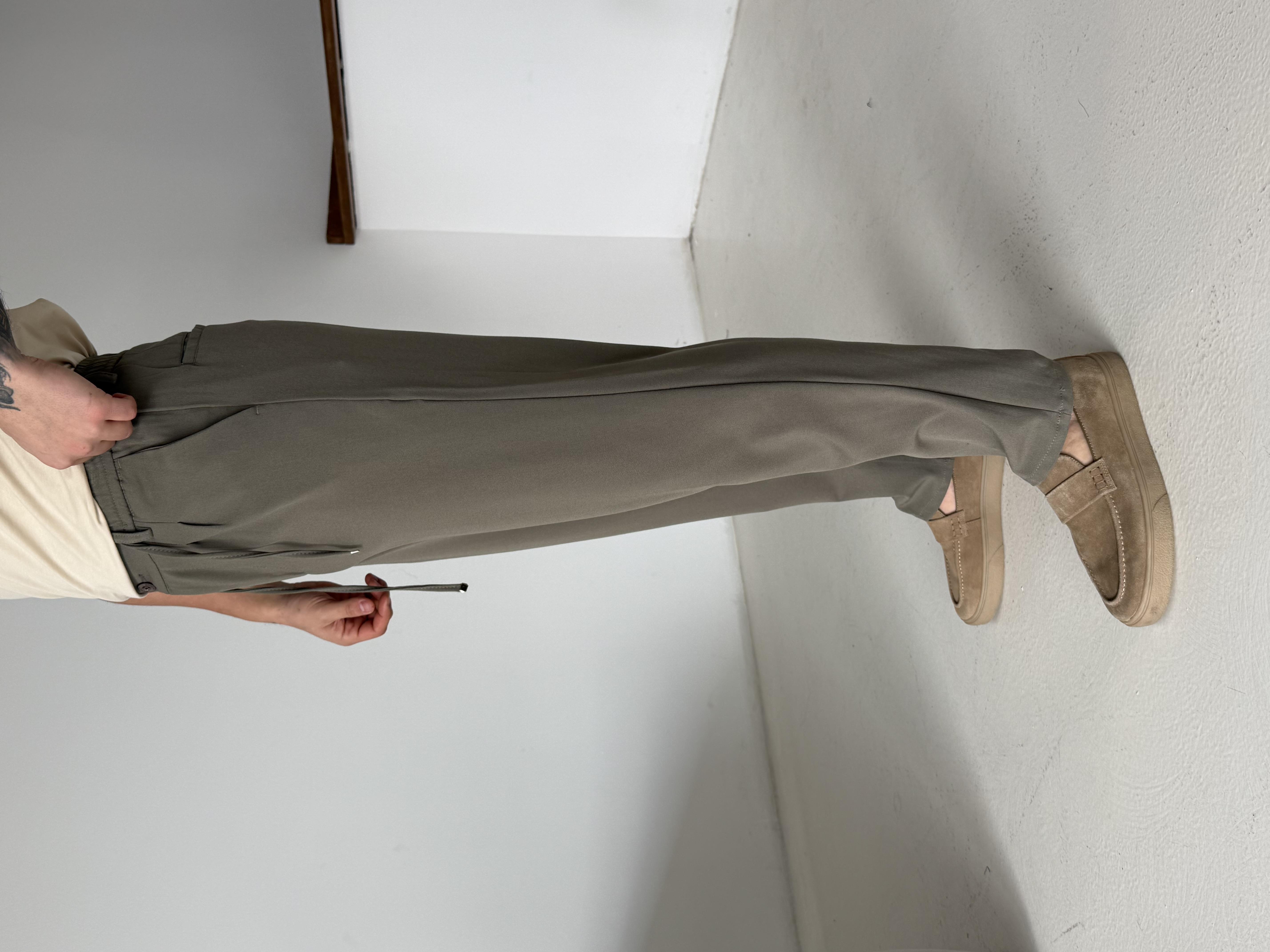 Haki Lastikli Bağcıklı Pamuk Bezayağı Regular Fit Kumaş Pant snz 1265