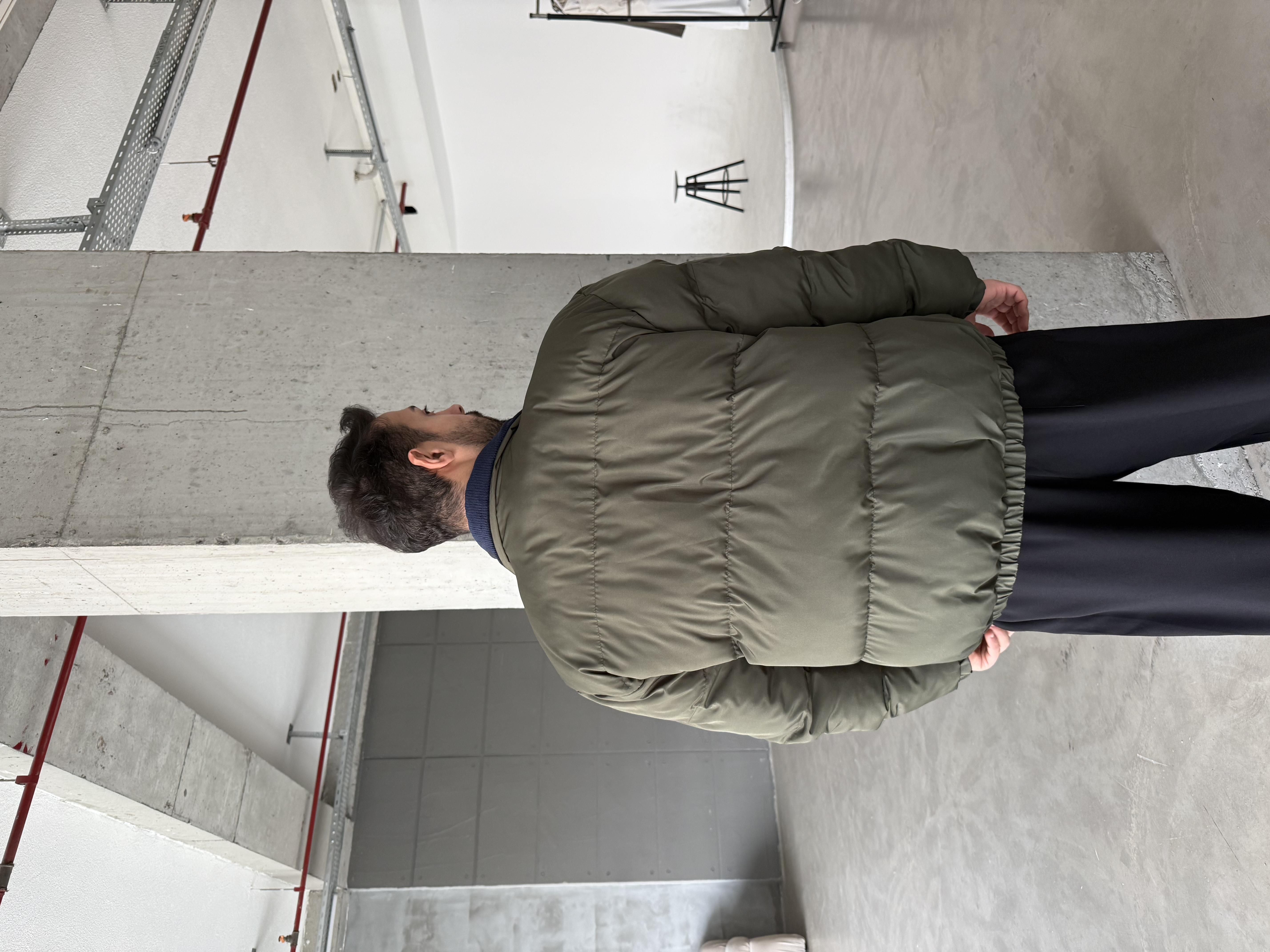 Haki Şişme Boyun Kadife Mont LNS 639