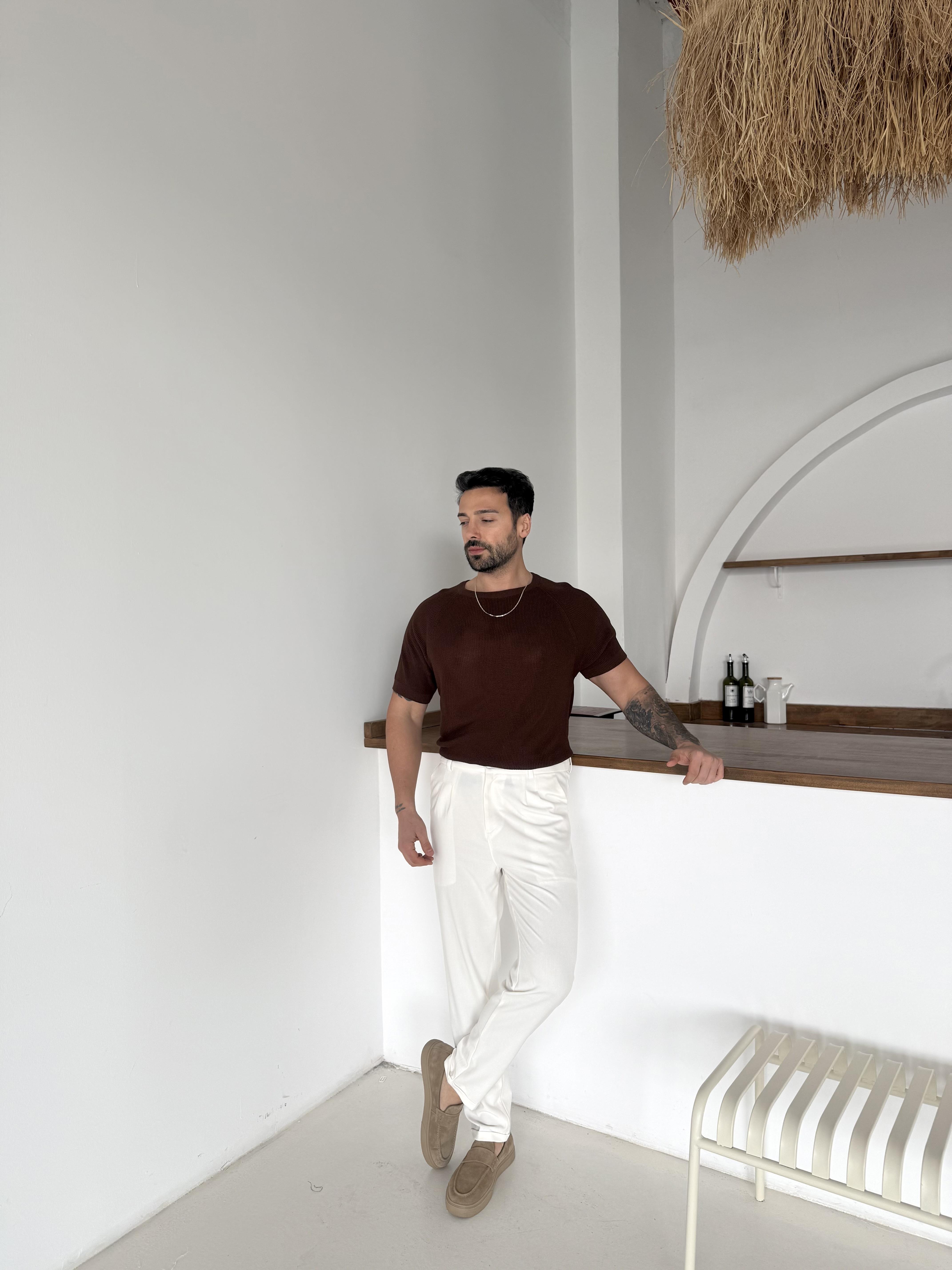 Kahve İtalyan Kol Triko SNZ T7235