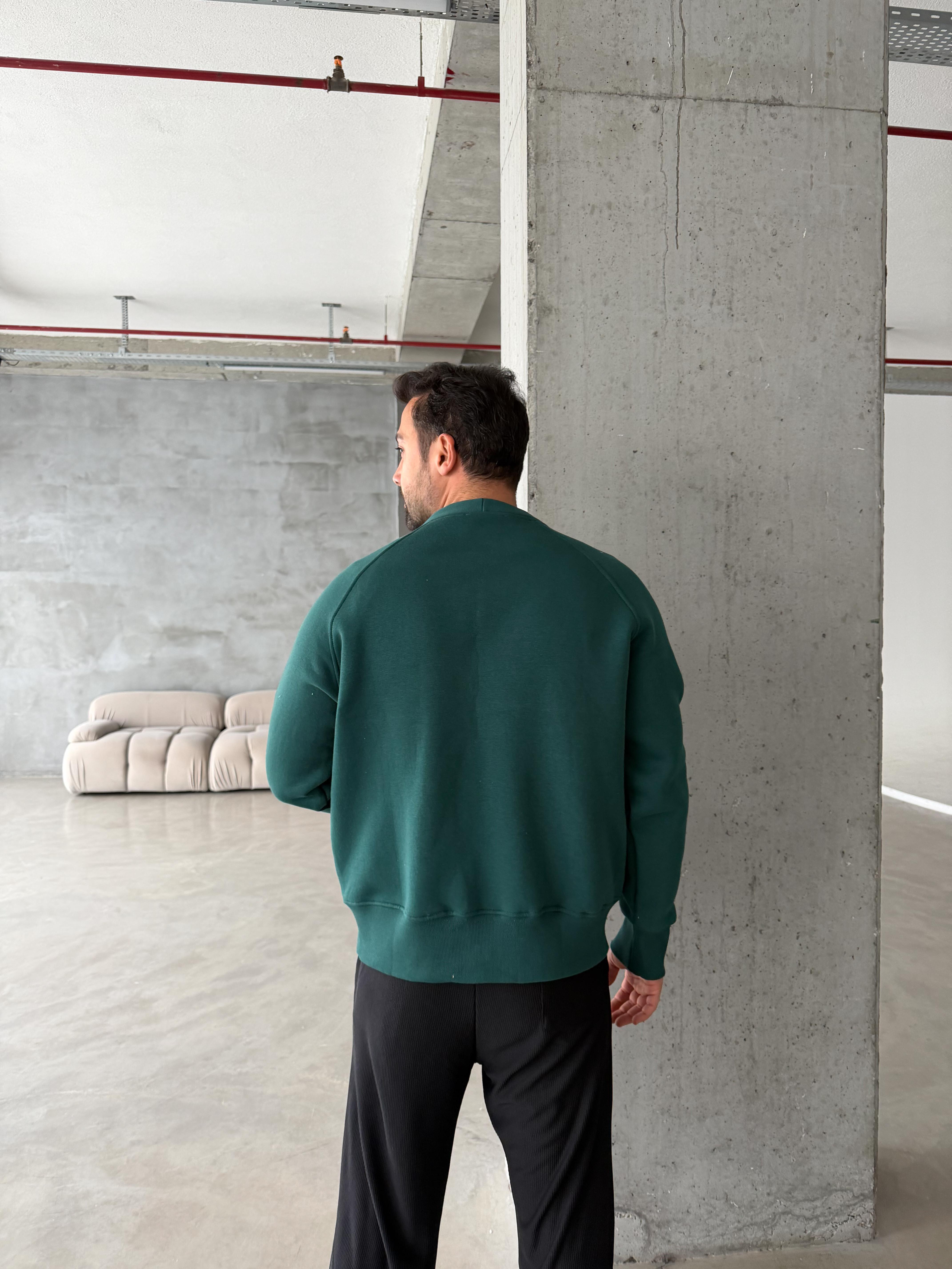 Zümrüt 3 İplik Düğmeli Şardonlu DISORDER Baskılı Hırka VS