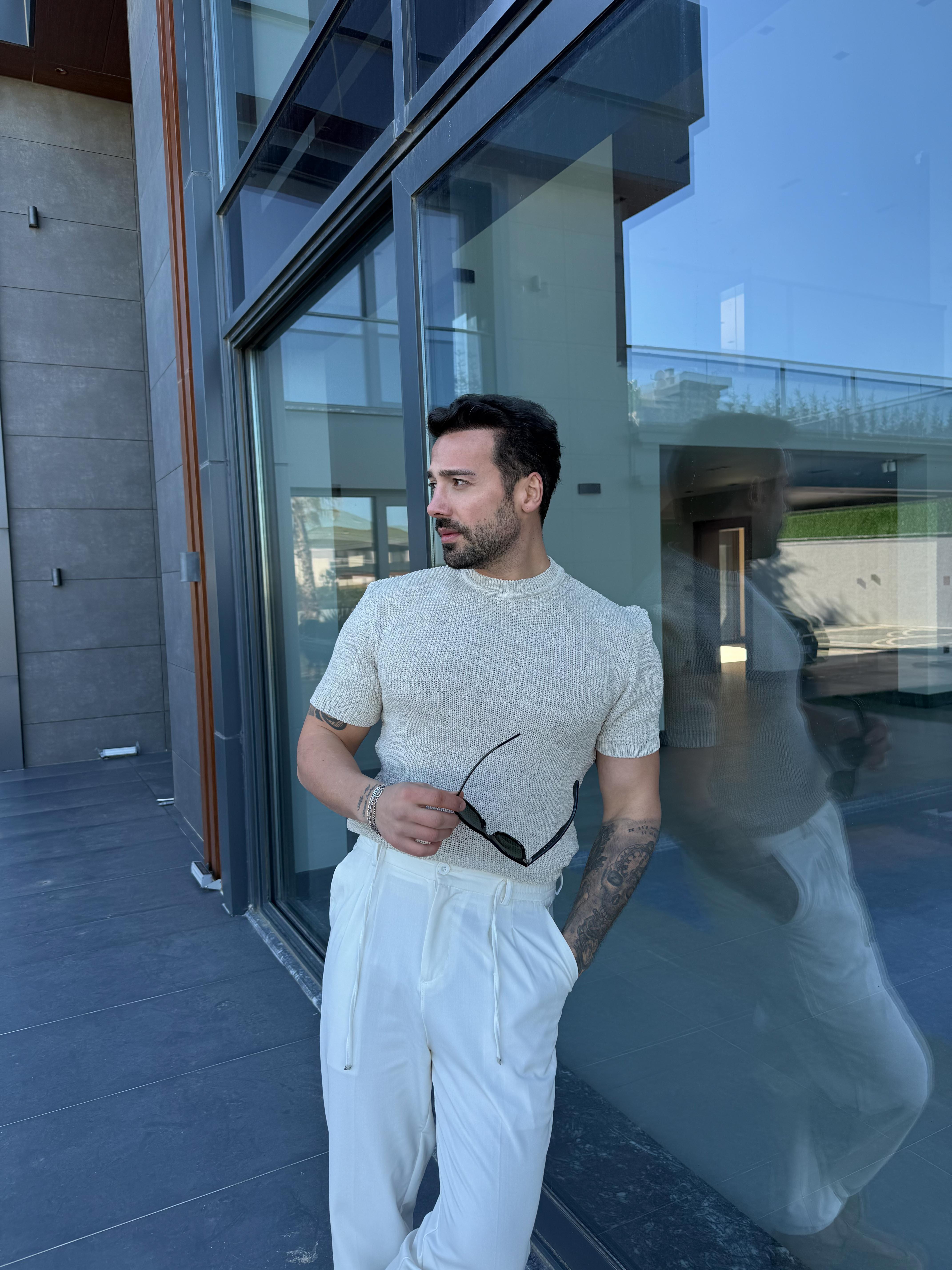 Bej Çelik Pamuk Triko Slim Fit SNZ 7281