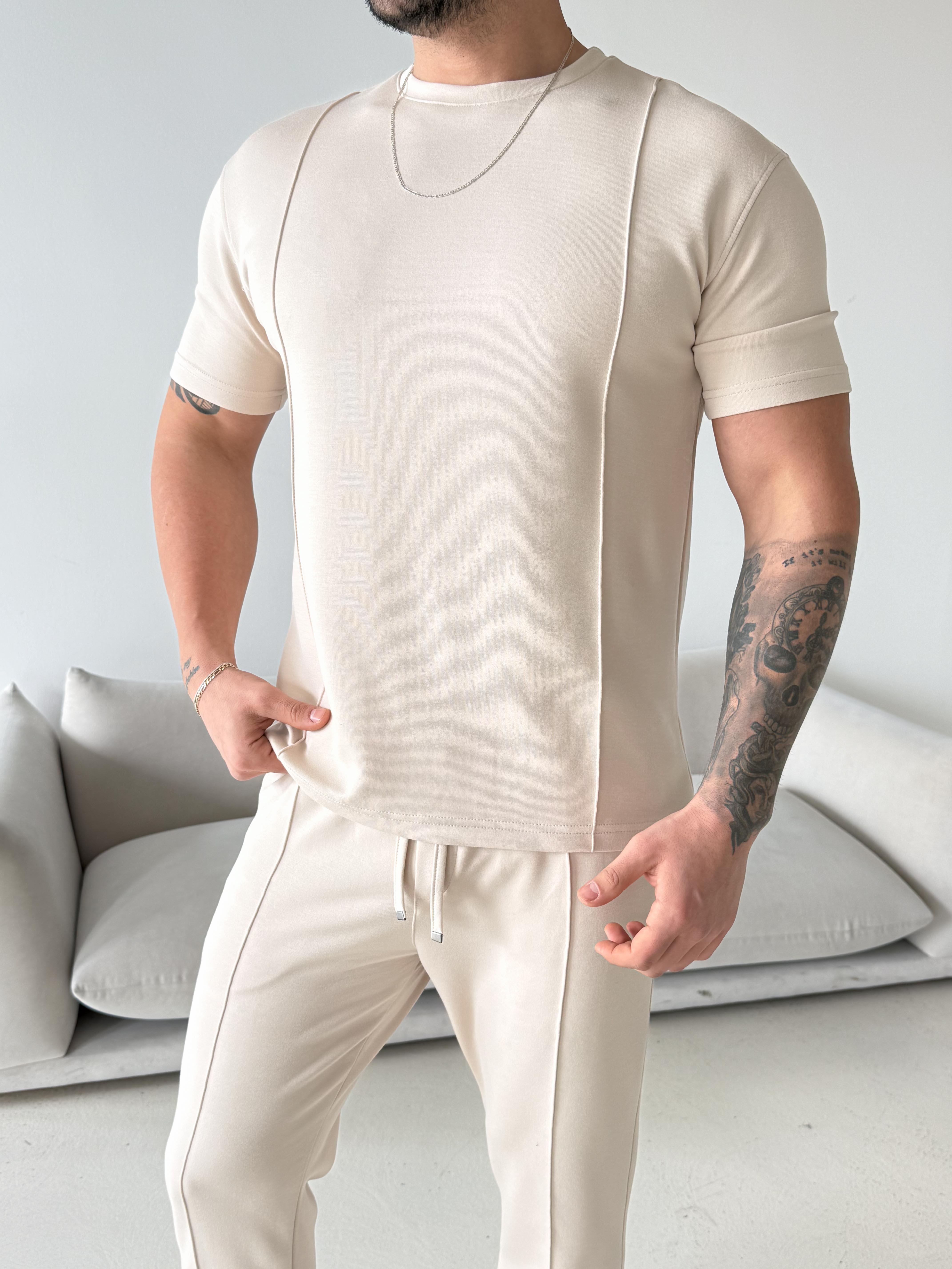 Bej Çimalı Oysho Regular Fit Tişört LNS 37099