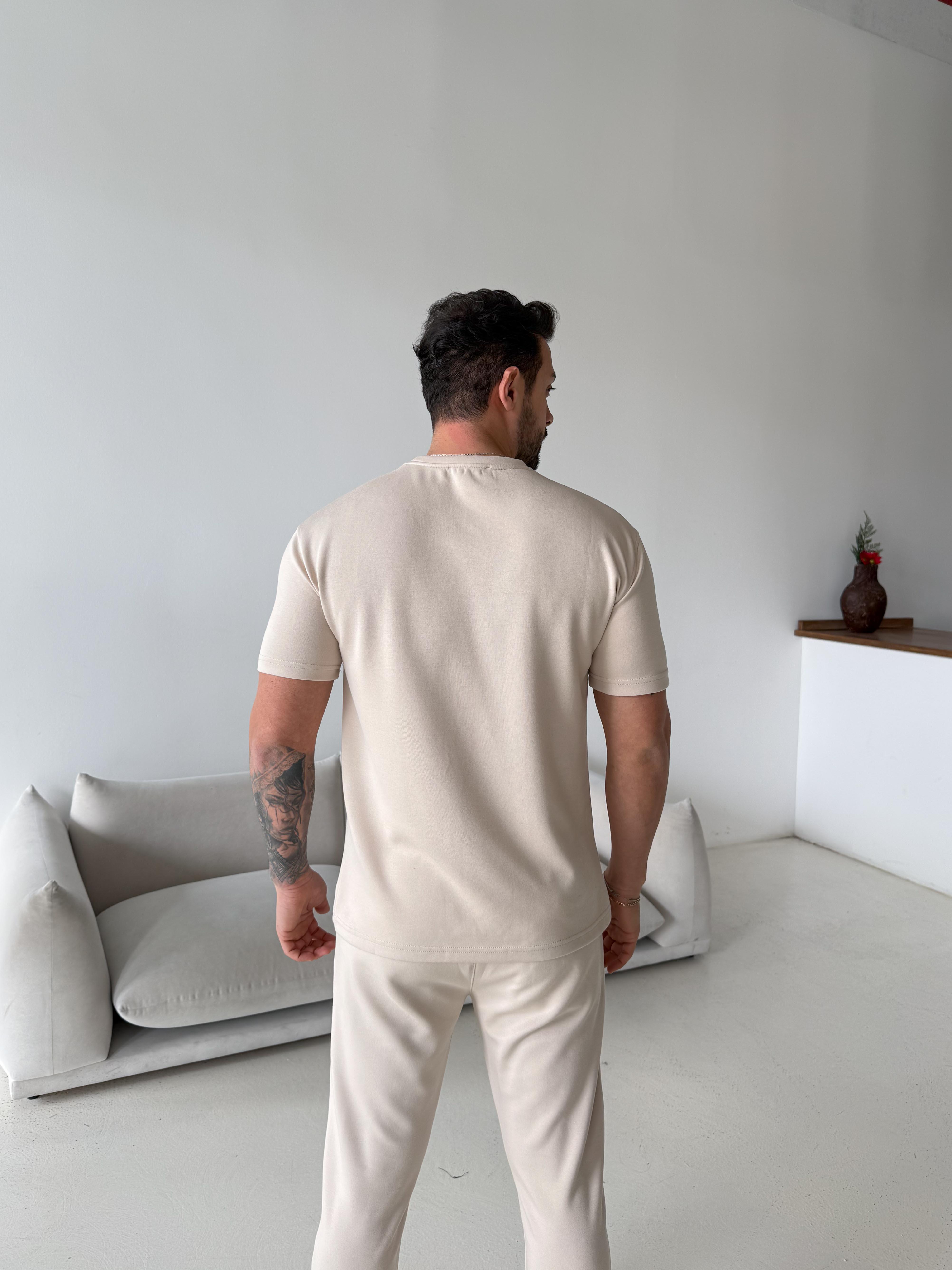 Bej Çimalı Oysho Regular Fit Tişört LNS 37099