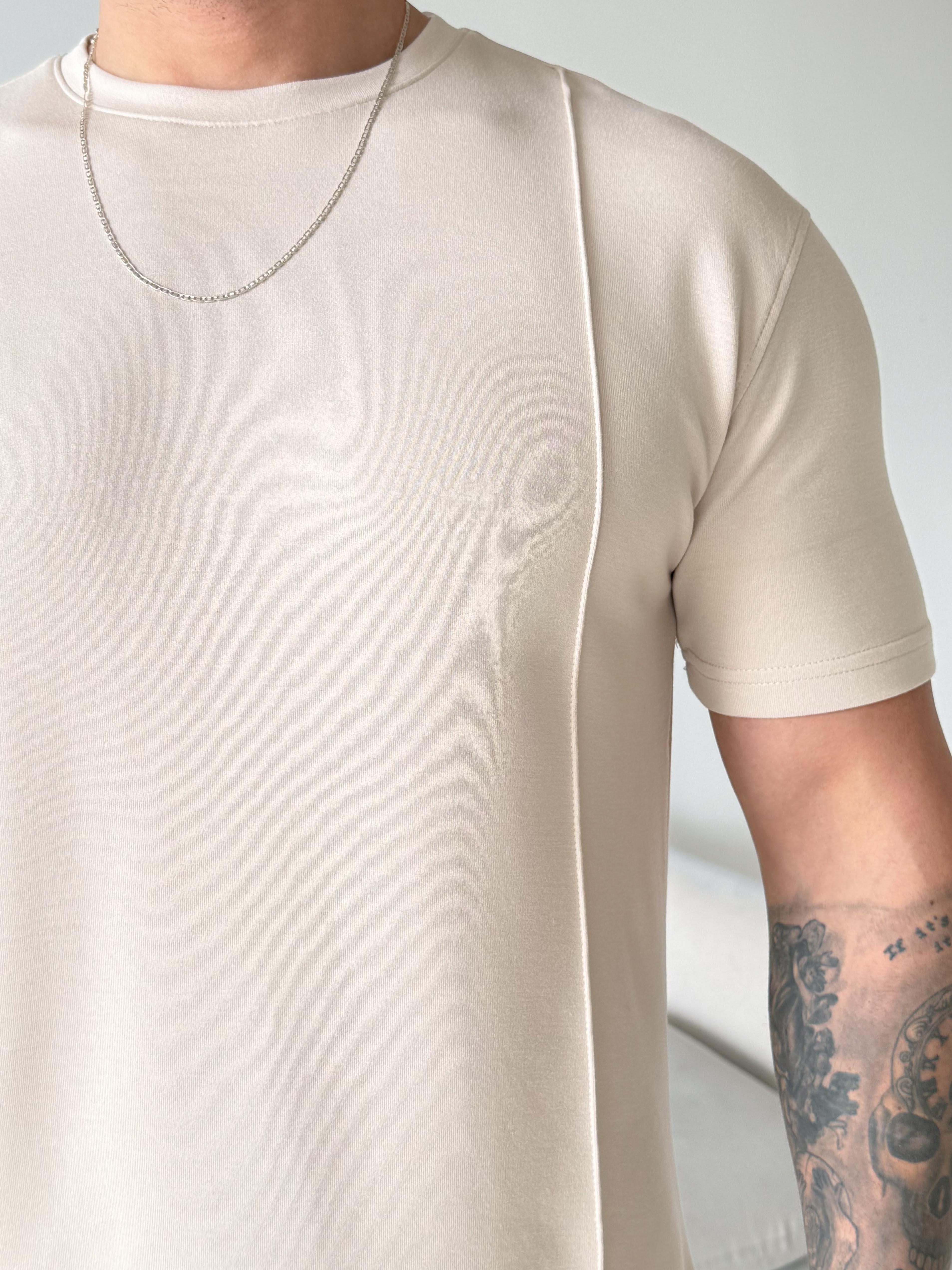 Bej Çimalı Oysho Regular Fit Tişört LNS 37099