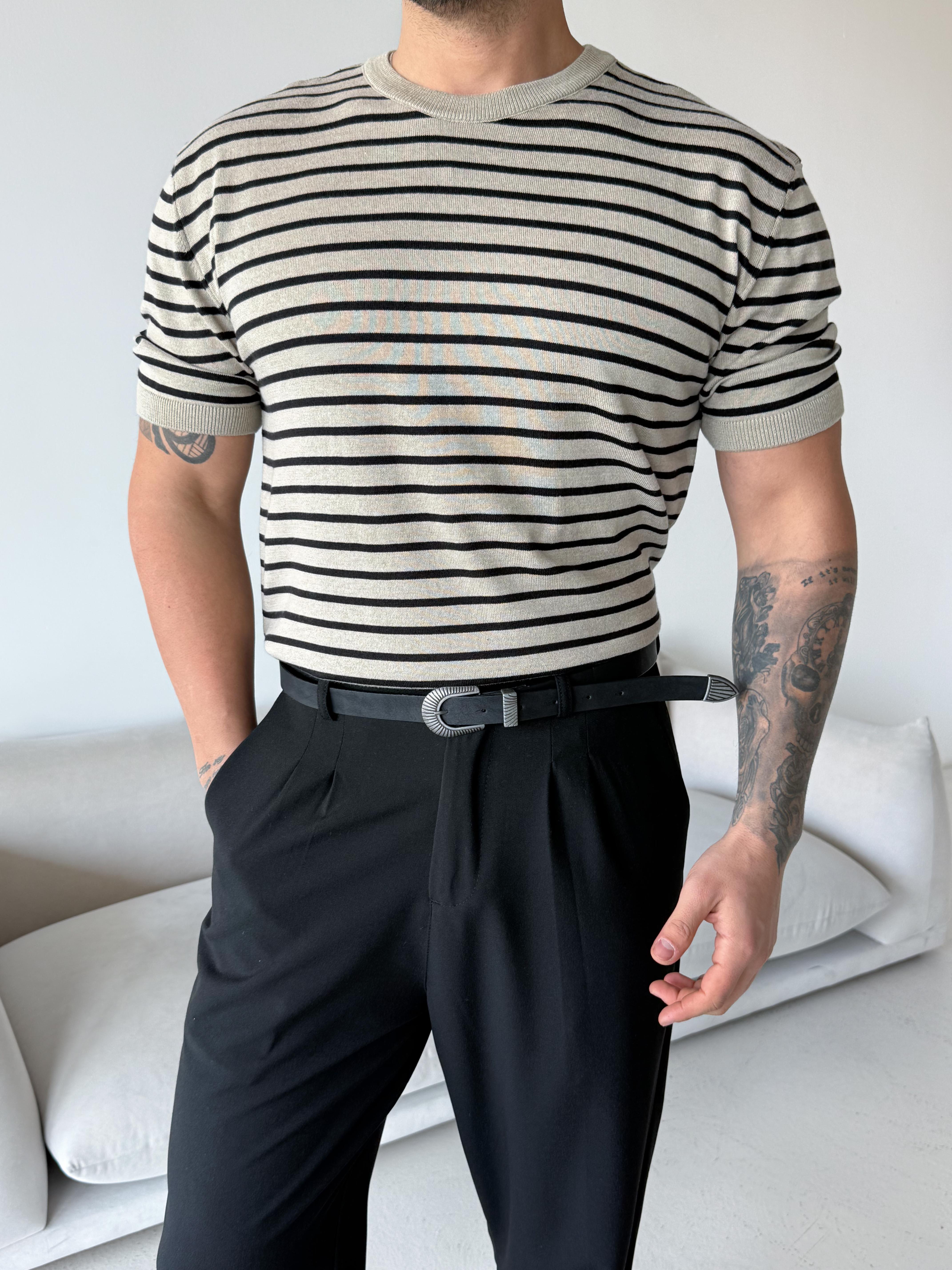 Bej Çizgili Triko BRR 5020